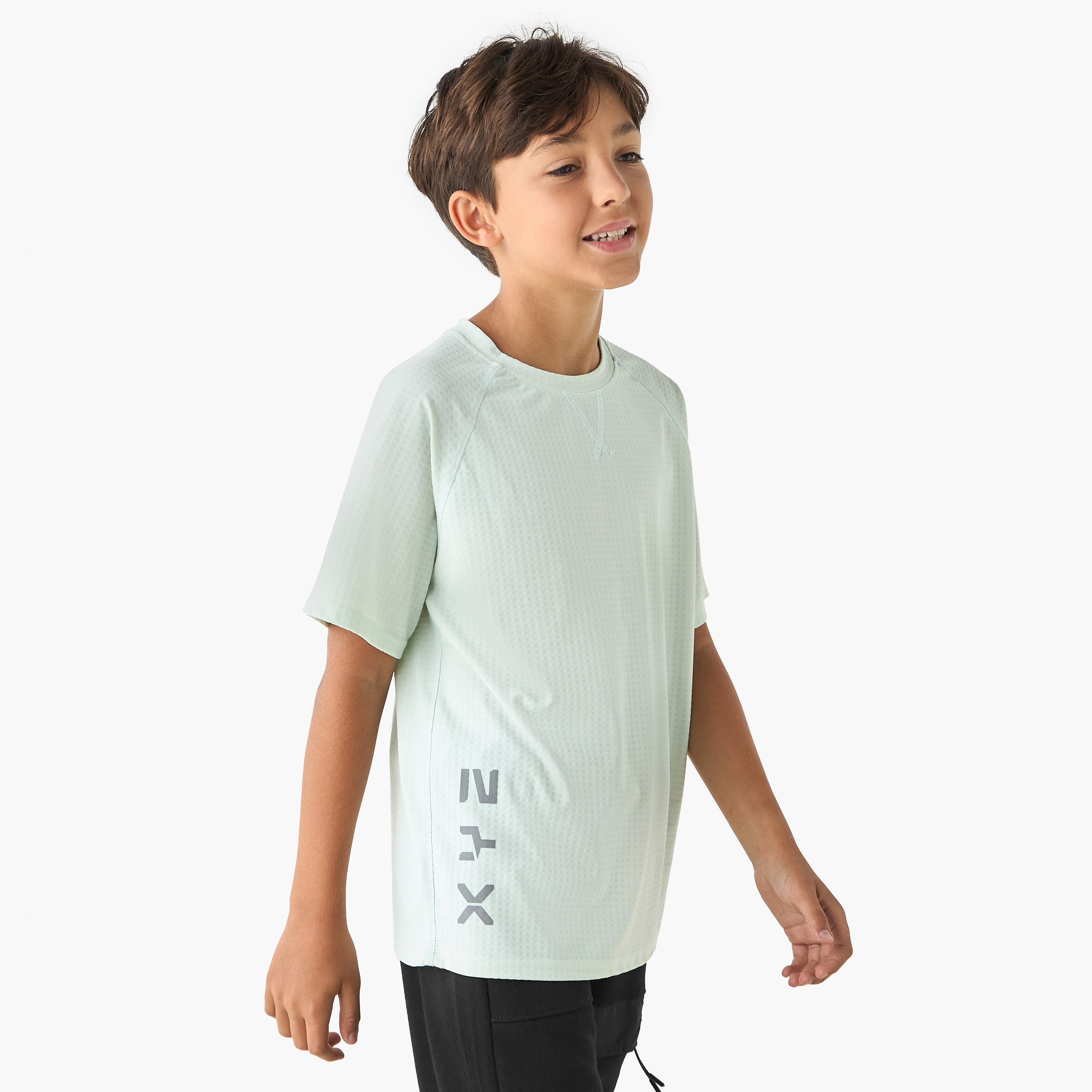 XYZ Logo Print T-shirt with Raglan Sleeves-boys-clothing-sportswear-tops-image-1