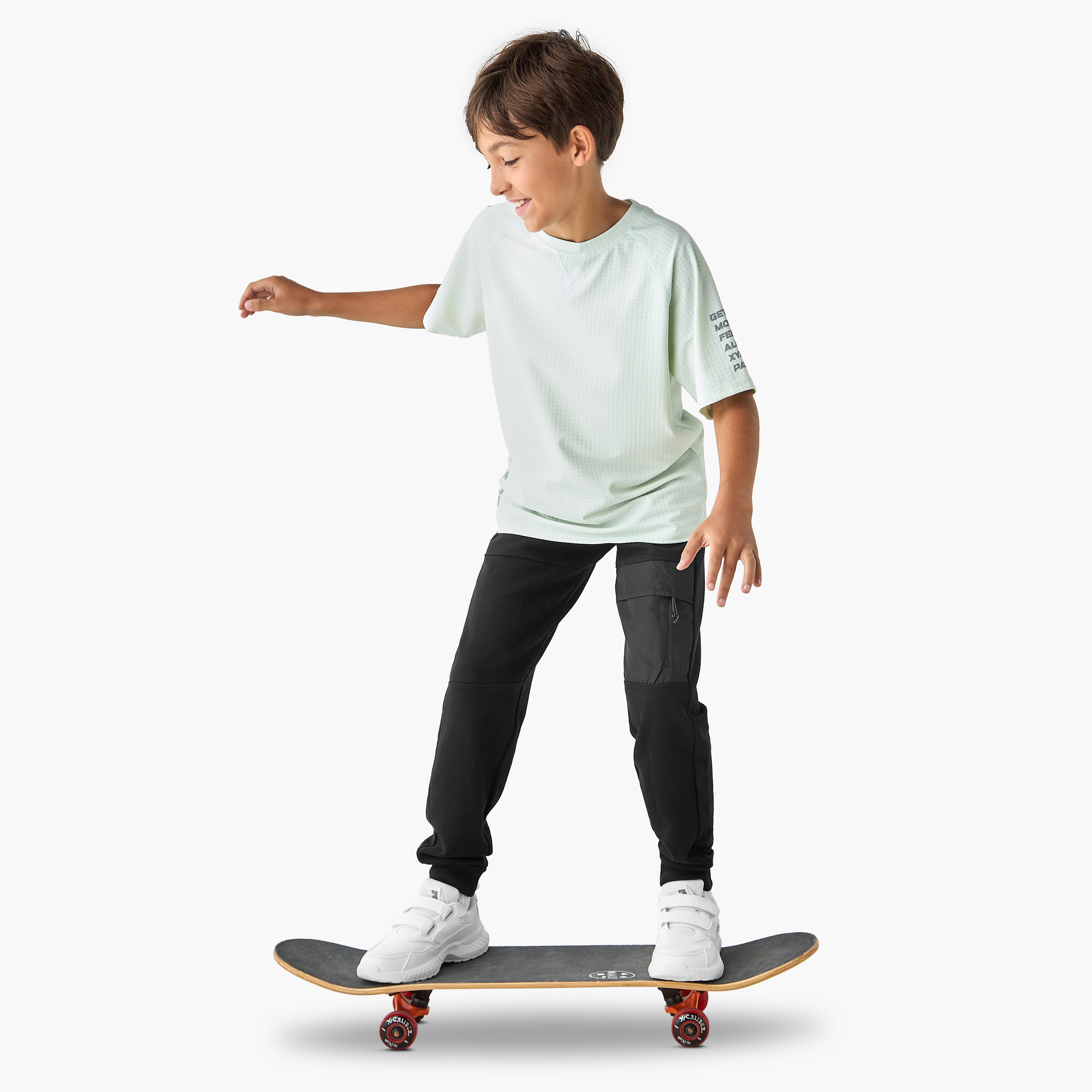 XYZ Logo Print T-shirt with Raglan Sleeves-boys-clothing-sportswear-tops-image-2