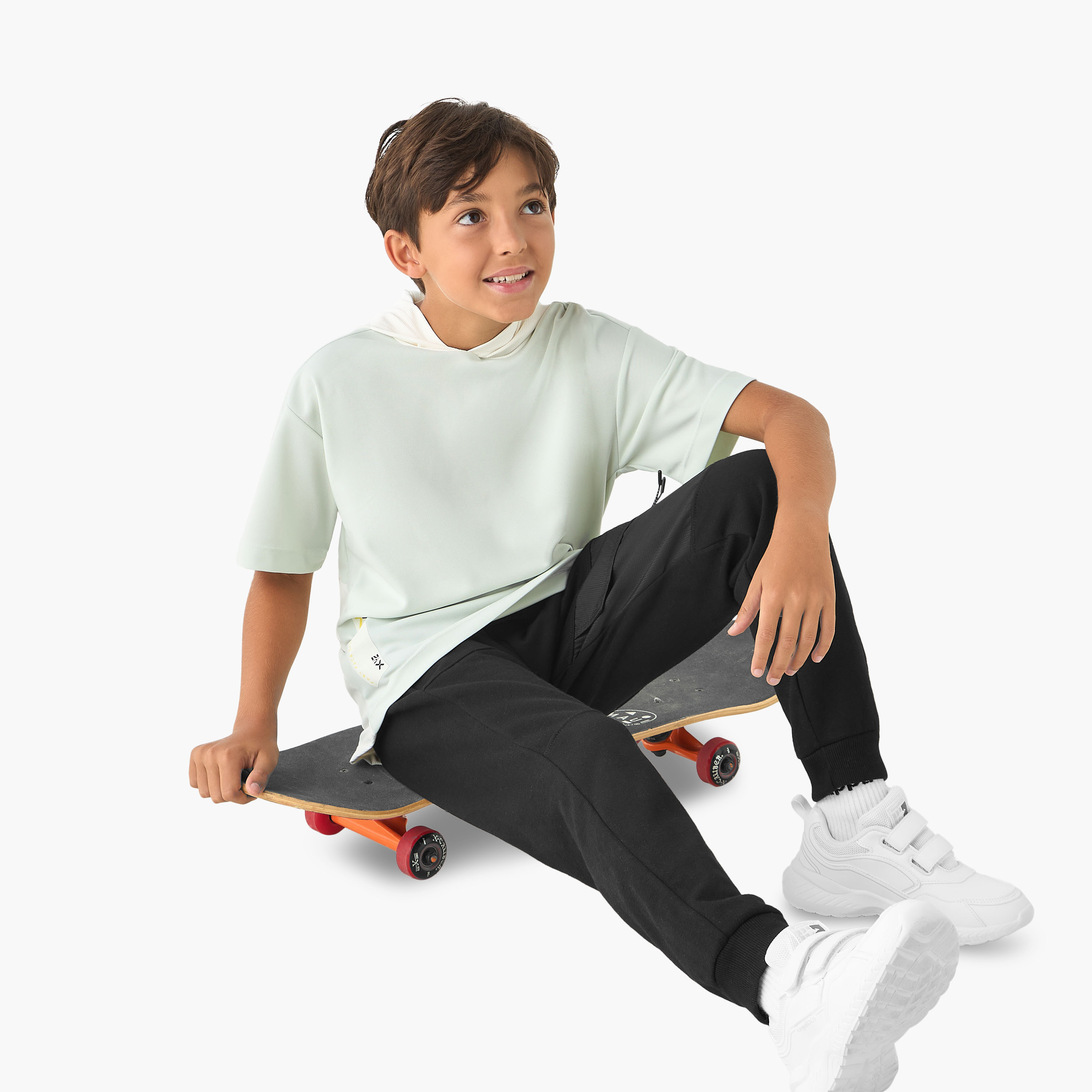 XYZ Logo Print Hooded T-shirt with Short Sleeves-sports-boys-clothing-tops-image-2