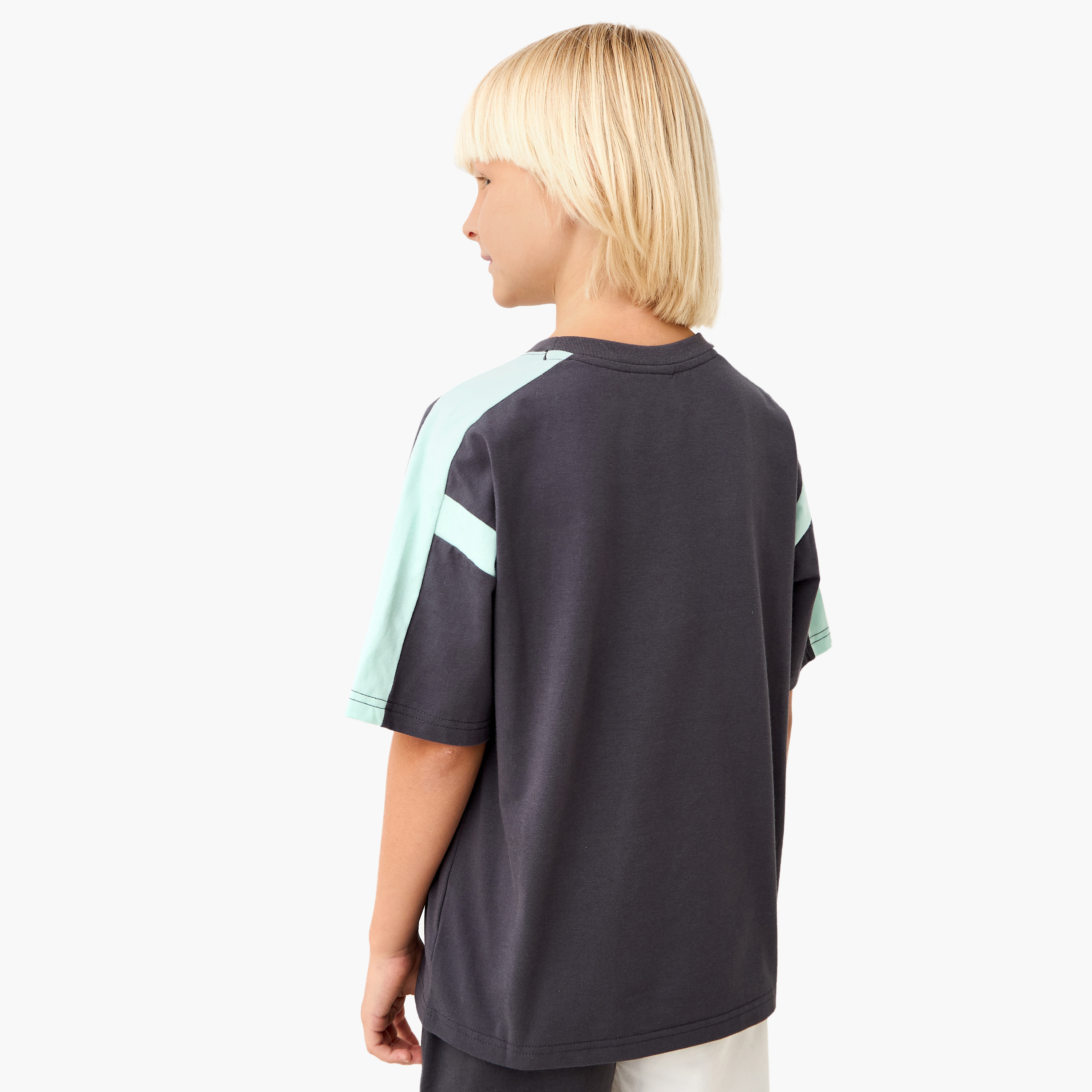 XYZ Colourblock Crew Neck T-shirt with Short Sleeves-sports-boys-clothing-tops-image-3