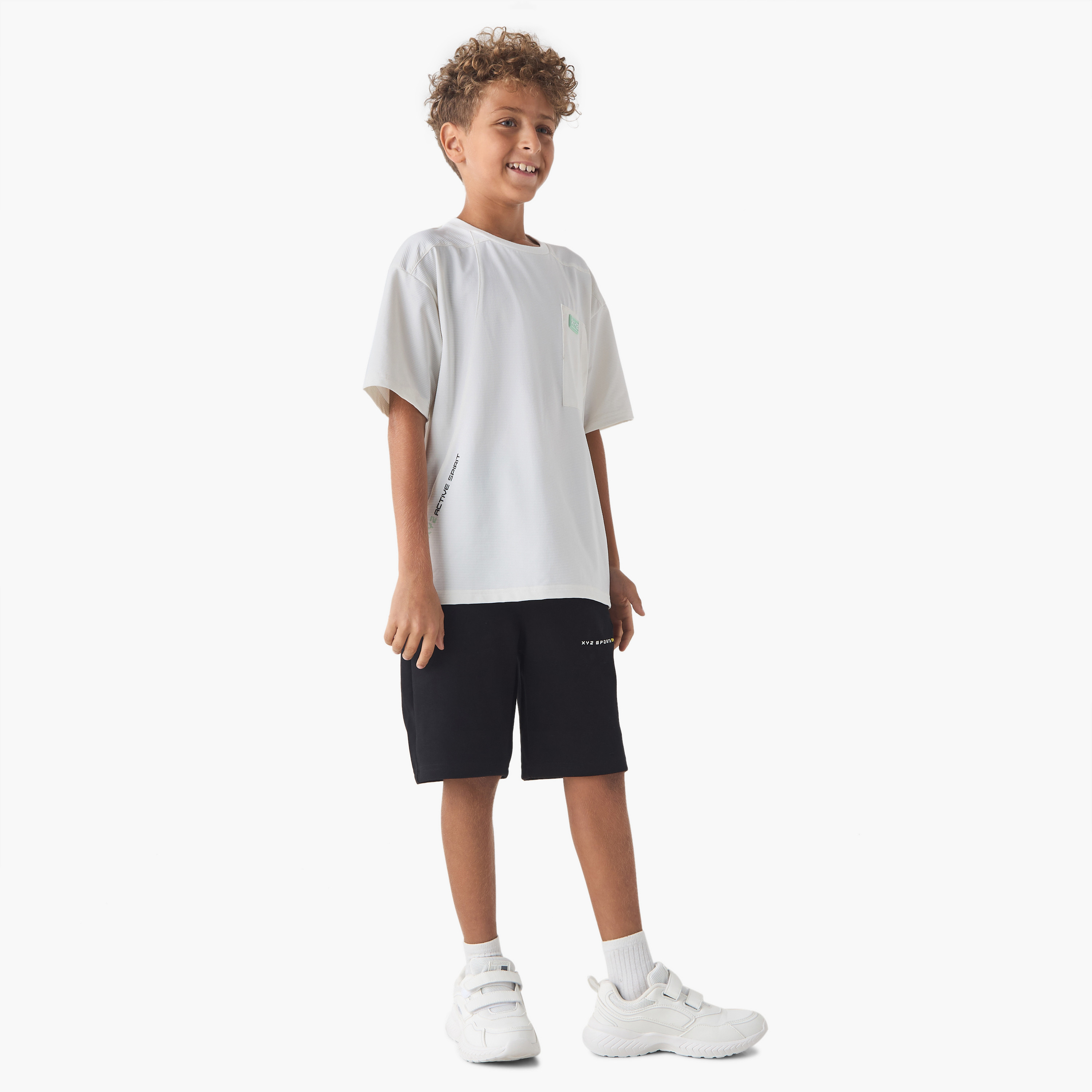 XYZ Textured T-shirt with Short Sleeves and Chest Pocket-sports-boys-clothing-tops-image-2