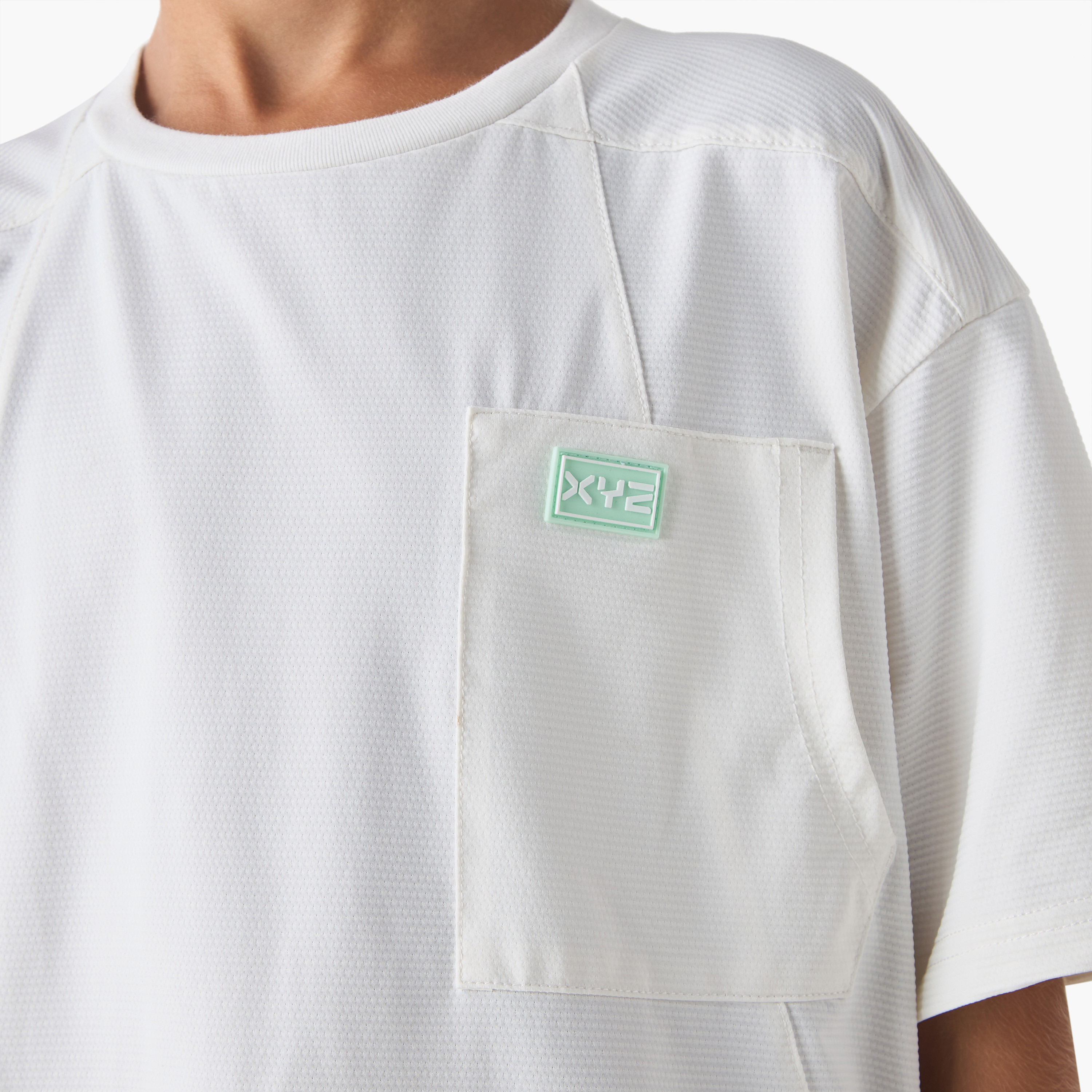 XYZ Textured T-shirt with Short Sleeves and Chest Pocket-sports-boys-clothing-tops-image-4