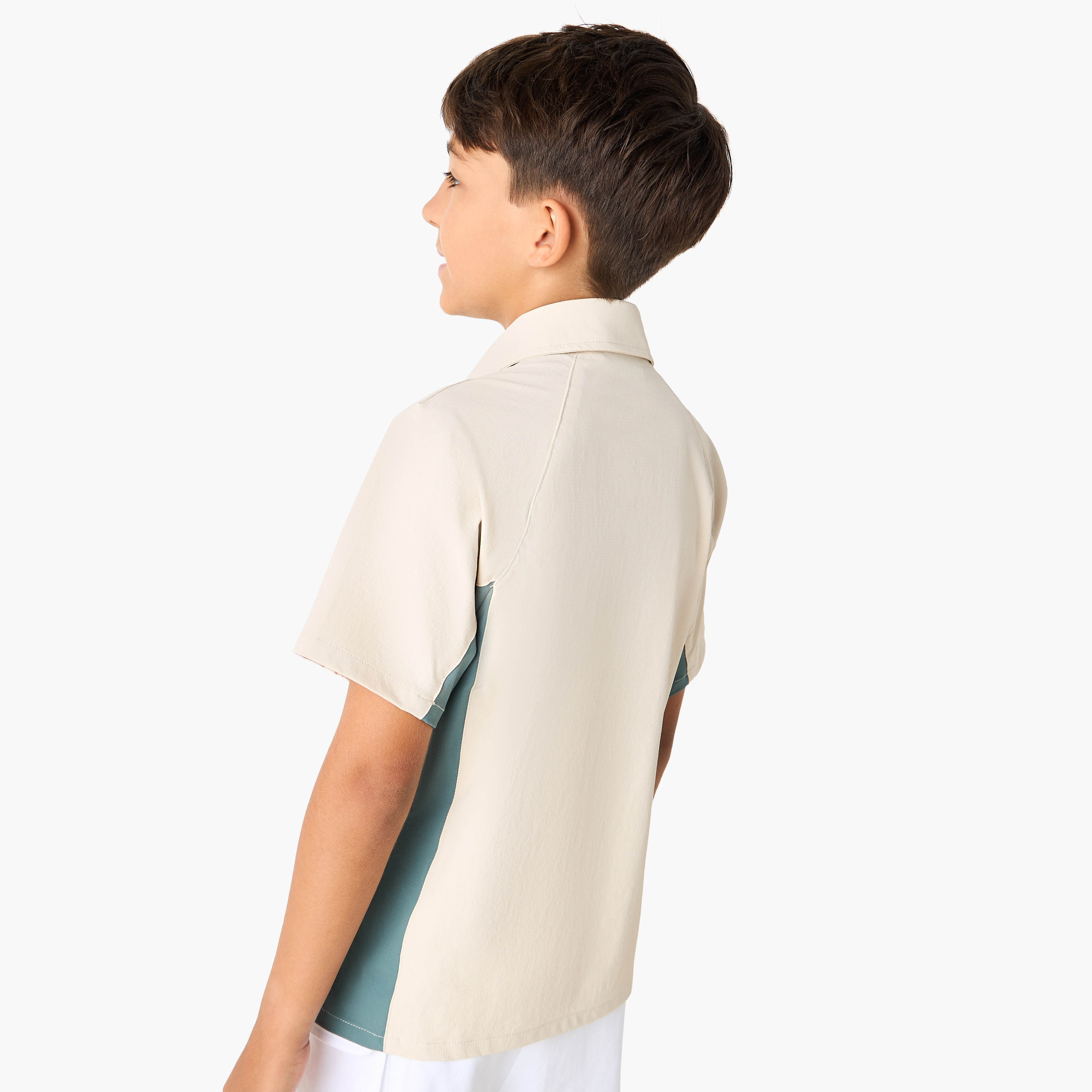 XYZ Colourblock Shirt with Button Closure and Front Pocket-boys-clothing-shirts-image-3