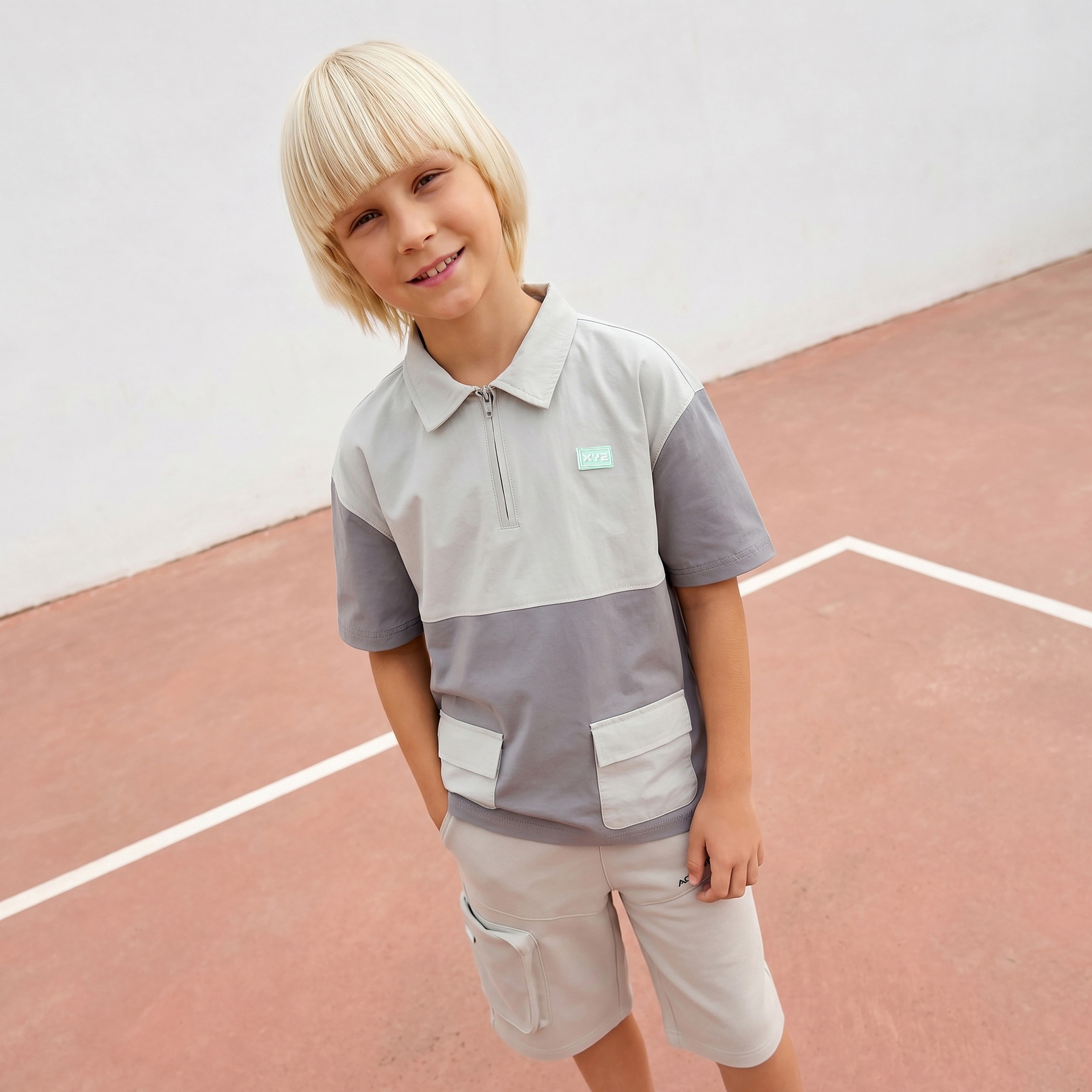 XYZ Colourblock Polo T-shirt with Pockets and Short Sleeves-sports-boys-clothing-tops-image-1
