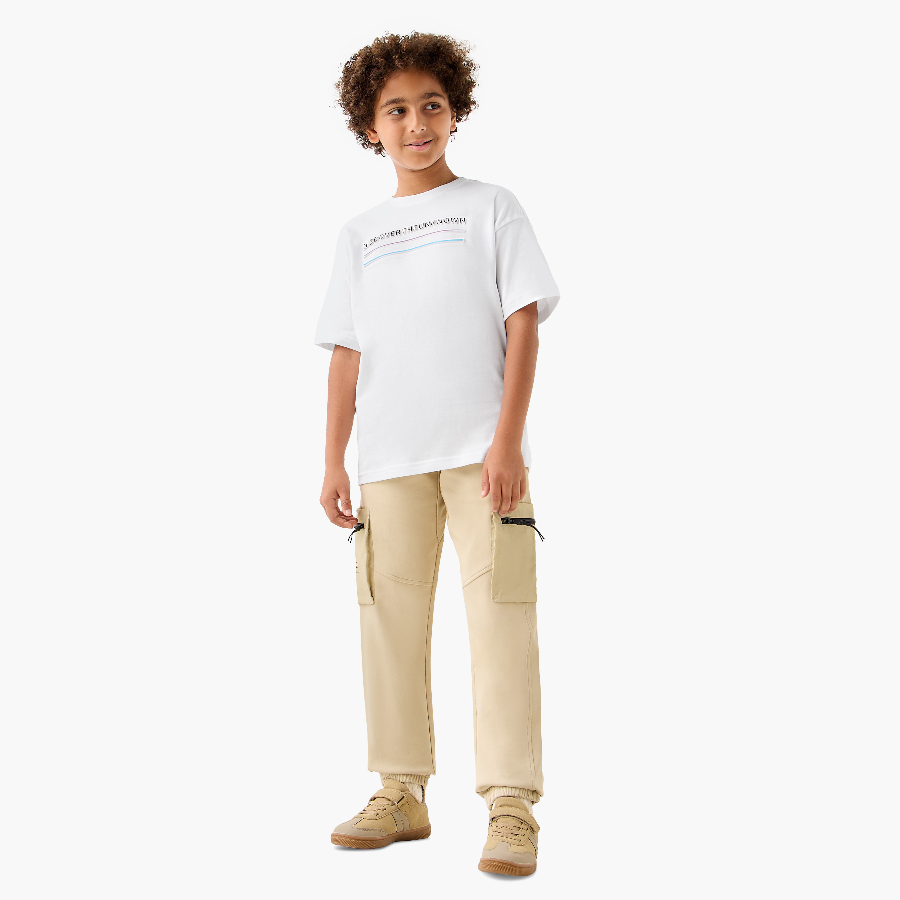 XYZ Logo Detail Cargo Joggers with Drawstring Closure and Pockets-boys-clothing-bottoms-joggersandtrackpants-image-2