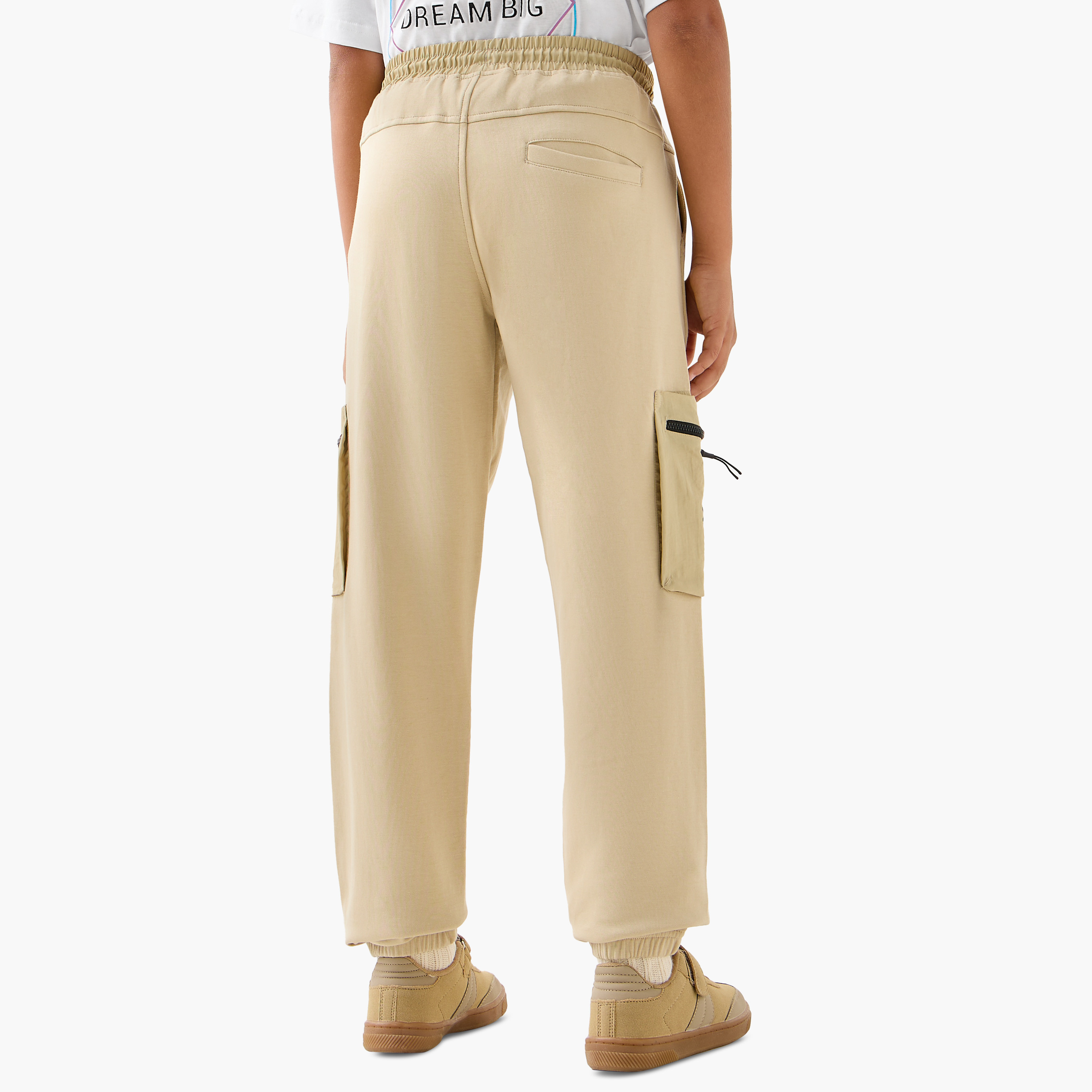 XYZ Logo Detail Cargo Joggers with Drawstring Closure and Pockets-boys-clothing-bottoms-joggersandtrackpants-image-3