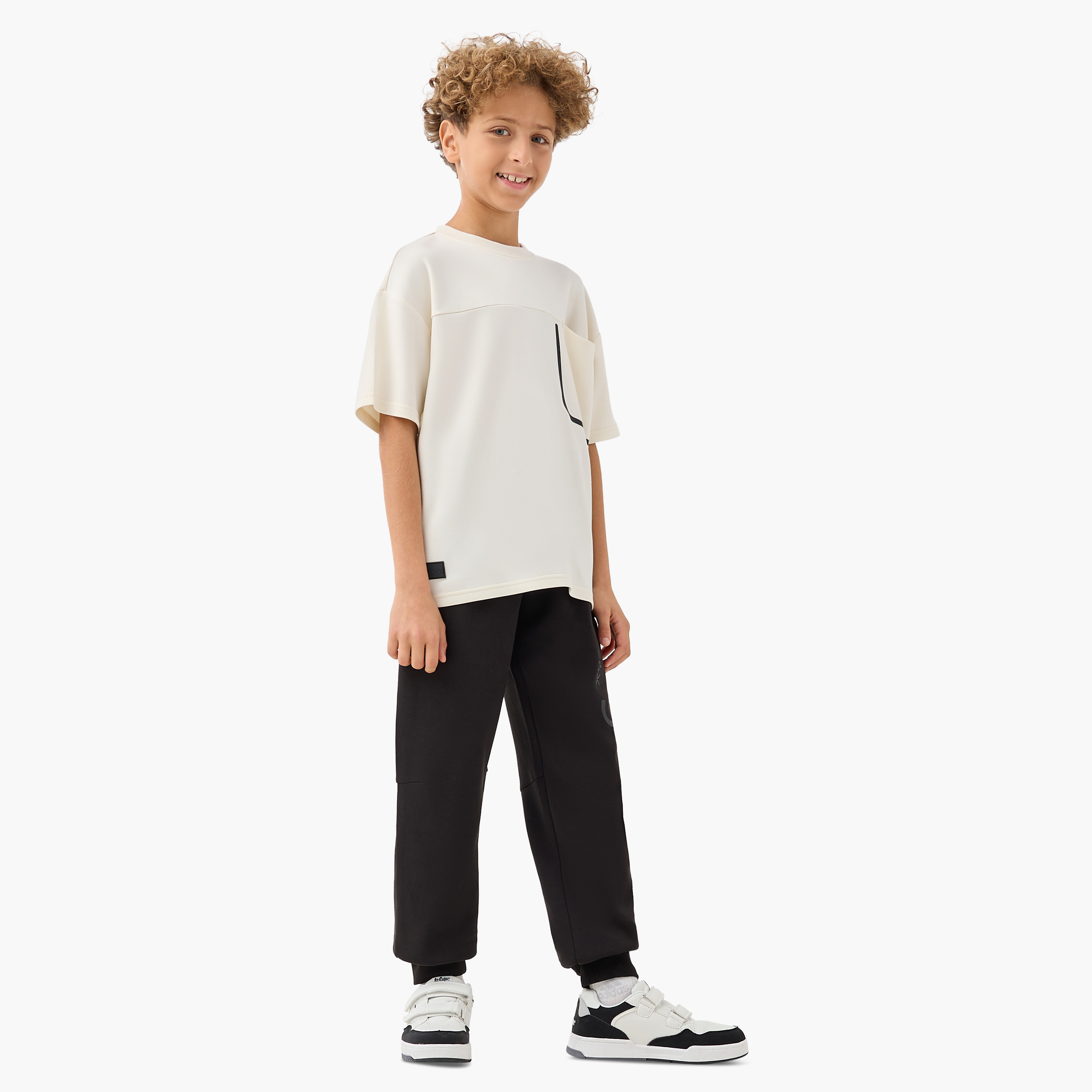 XYZ Logo Print Joggers with Pockets and Drawstring Closure-boys-clothing-sportswear-bottoms-image-2