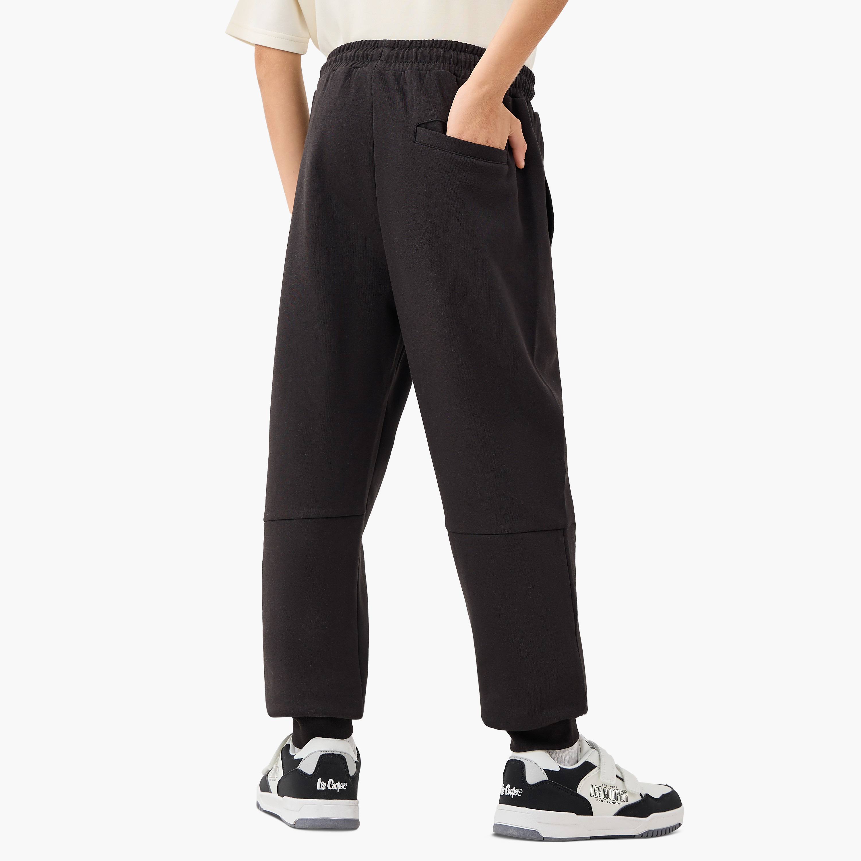 XYZ Logo Print Joggers with Pockets and Drawstring Closure-boys-clothing-sportswear-bottoms-image-3