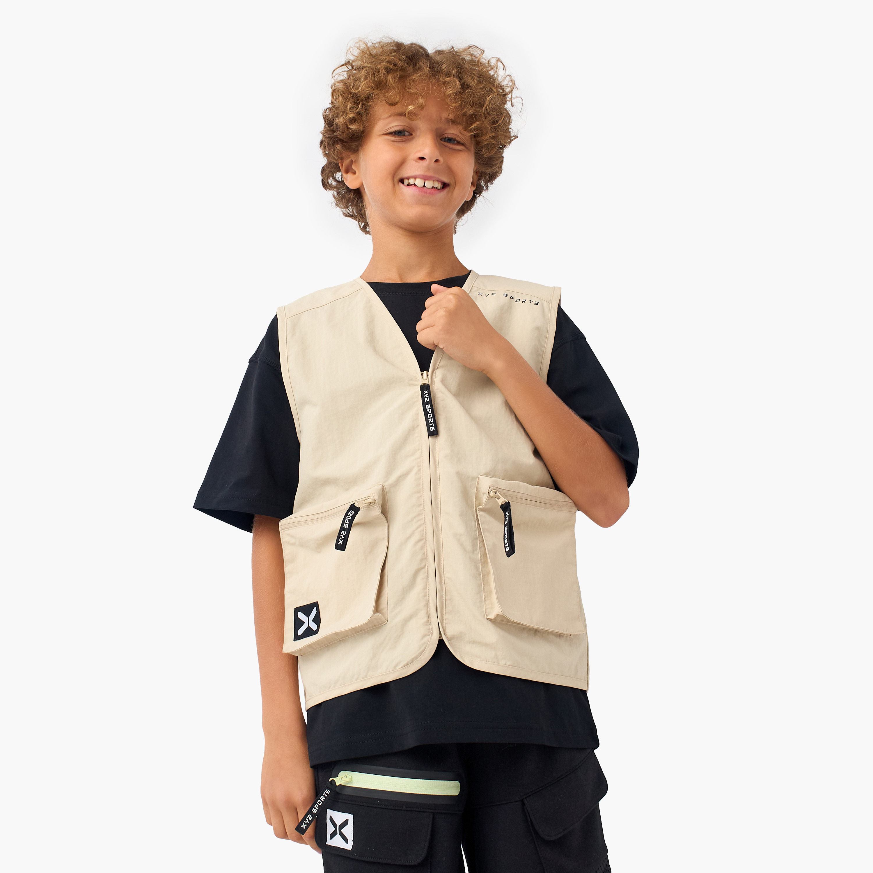 XYZ Solid Gilet with Zip Closure and Pockets-sports-boys-clothing-jackets-image-1