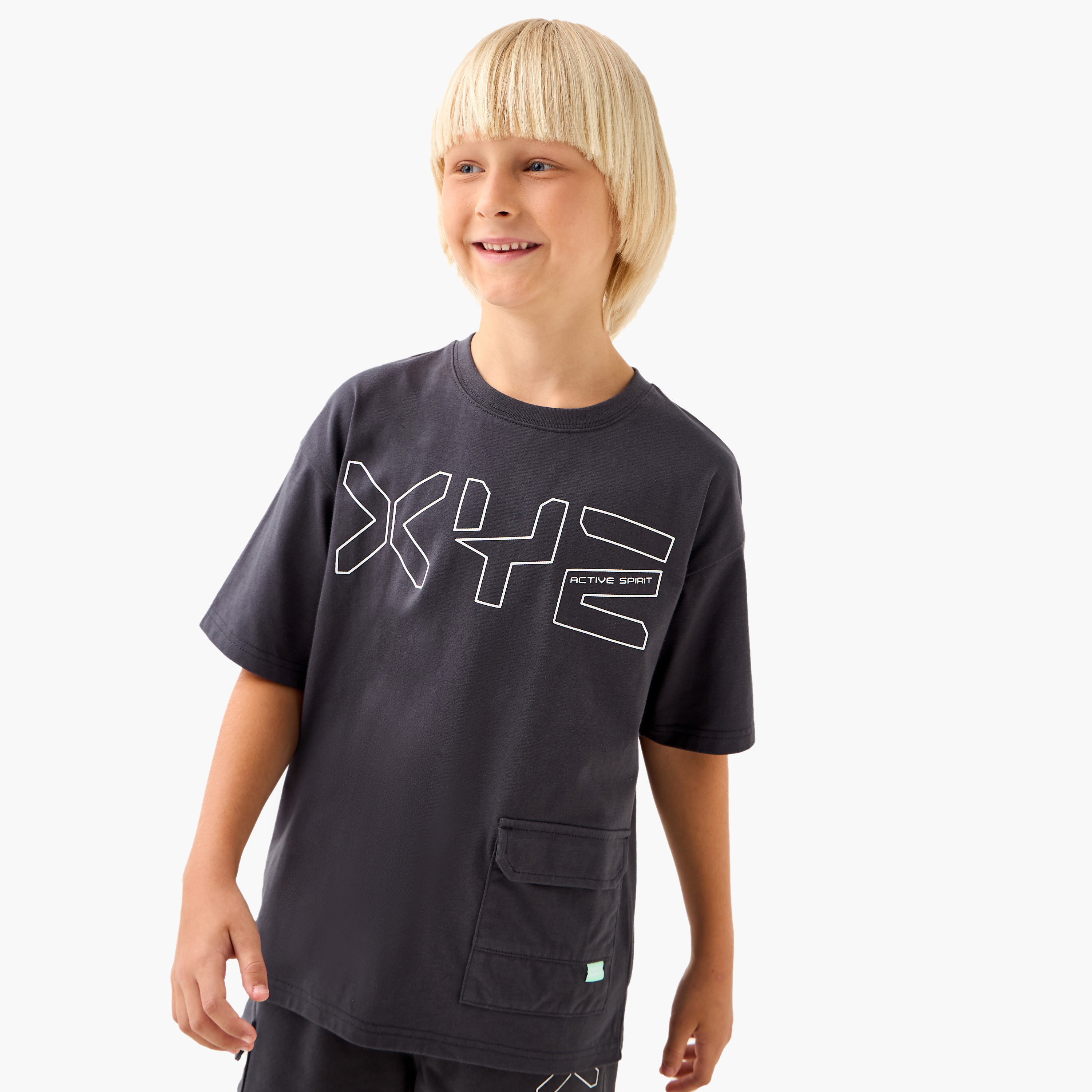 XYZ Logo Print T-shirt and Shorts Set-boys-clothing-sportswear-sets-image-2