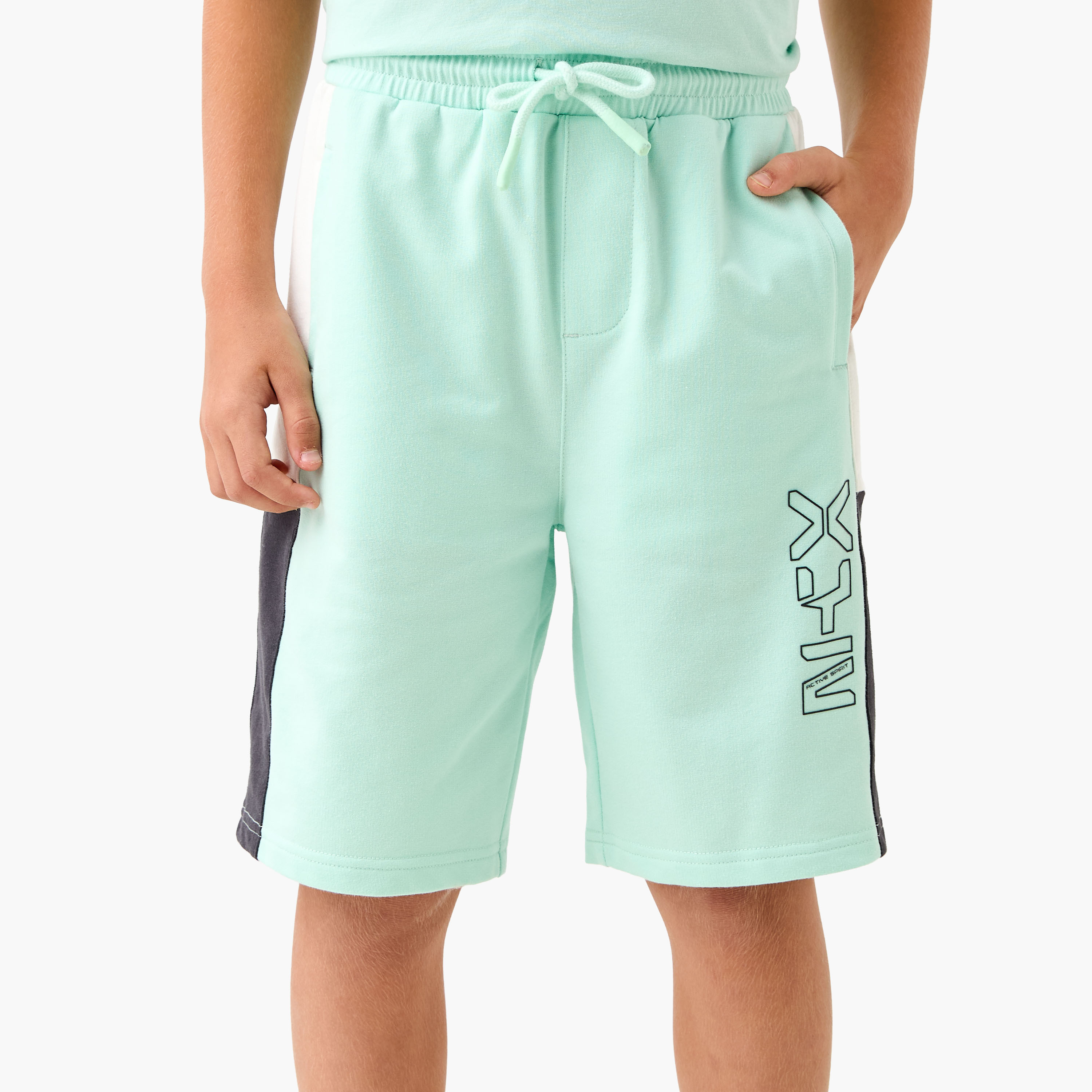 XYZ Colourblock V-Neck T-Shirt and Shorts Set-boys-clothing-sportswear-sets-image-3