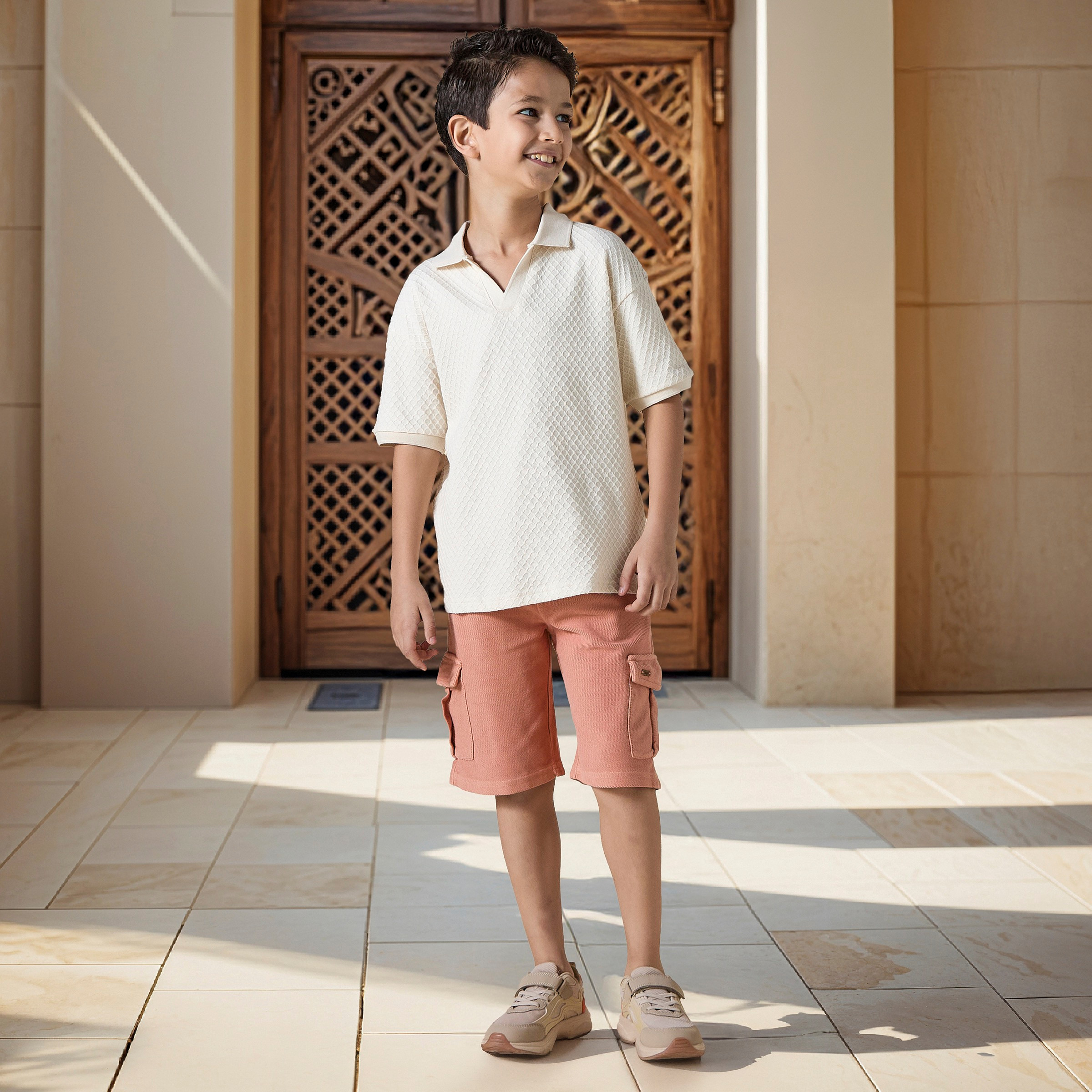 تيشيرت بولو بياقة وأكمام قصيرة بتصميم بارز من إيليجو-boys-clothing-tshirtsandpolos-image-2