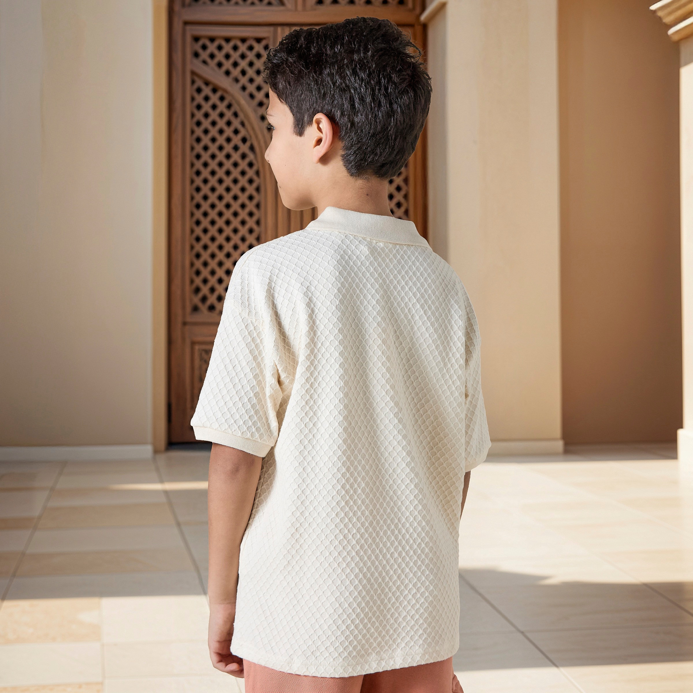 تيشيرت بولو بياقة وأكمام قصيرة بتصميم بارز من إيليجو-boys-clothing-tshirtsandpolos-image-3