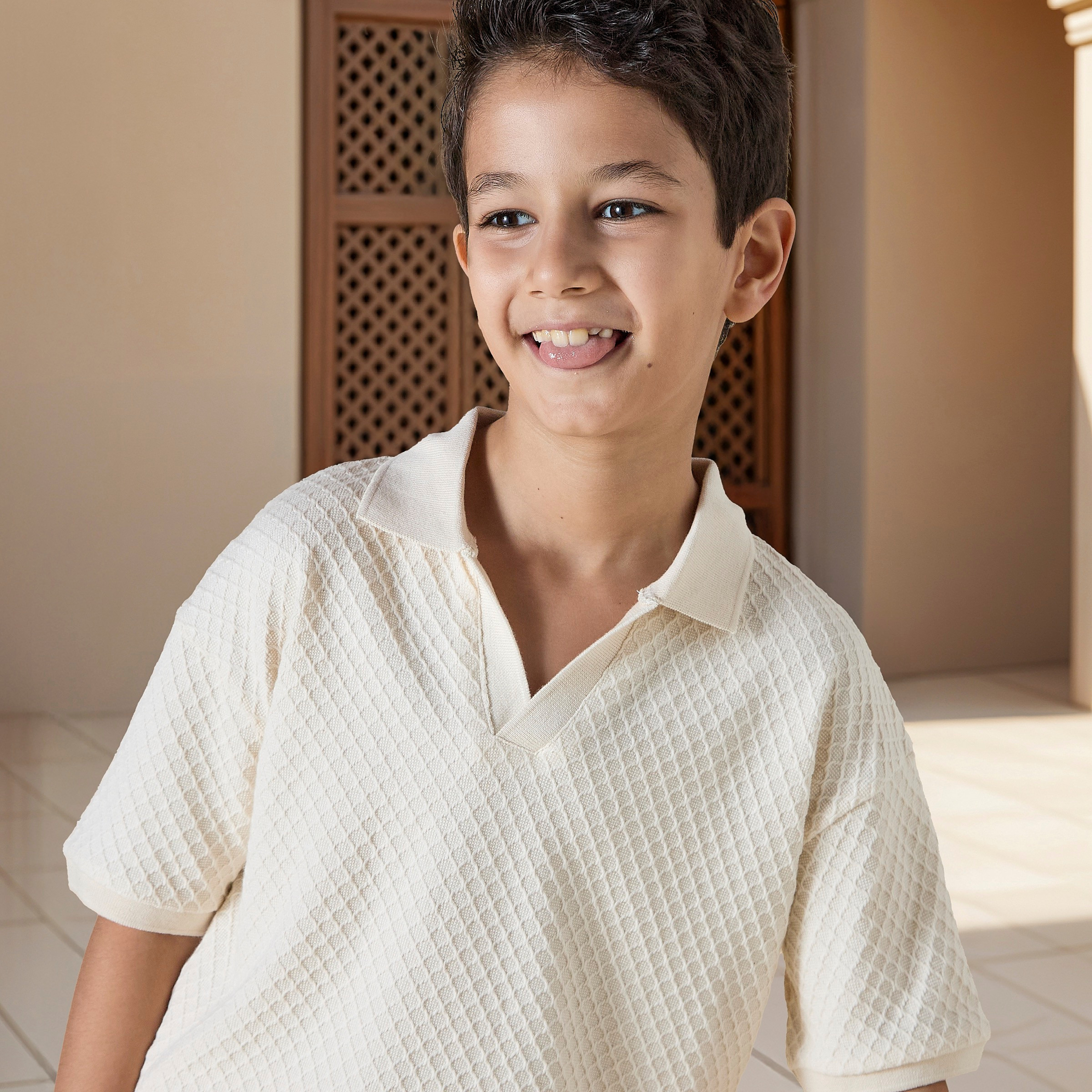تيشيرت بولو بياقة وأكمام قصيرة بتصميم بارز من إيليجو-boys-clothing-tshirtsandpolos-image-4