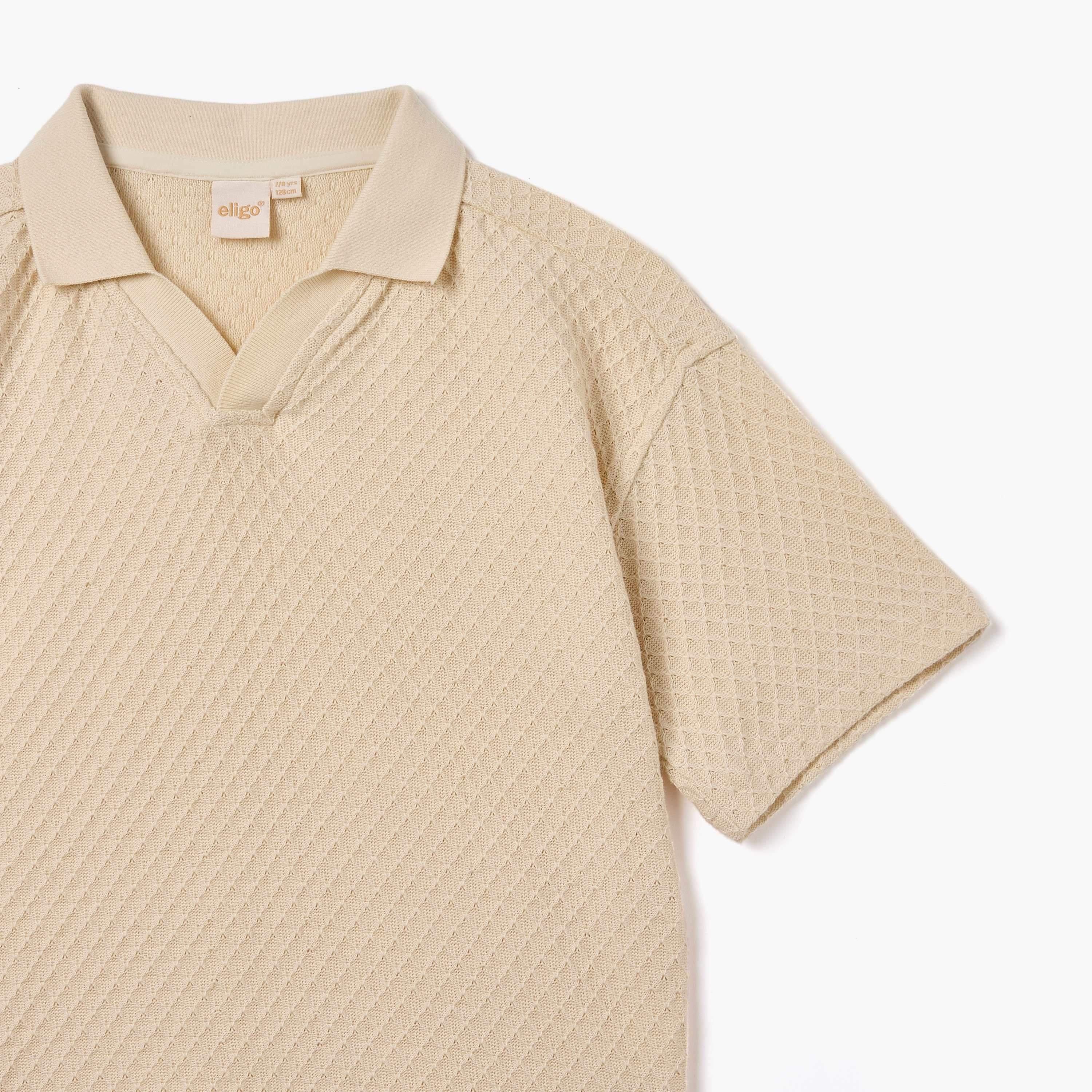 Eligo Textured Polo T-shirt with Short Sleeves-boys-clothing-tshirtsandpolos-image-3