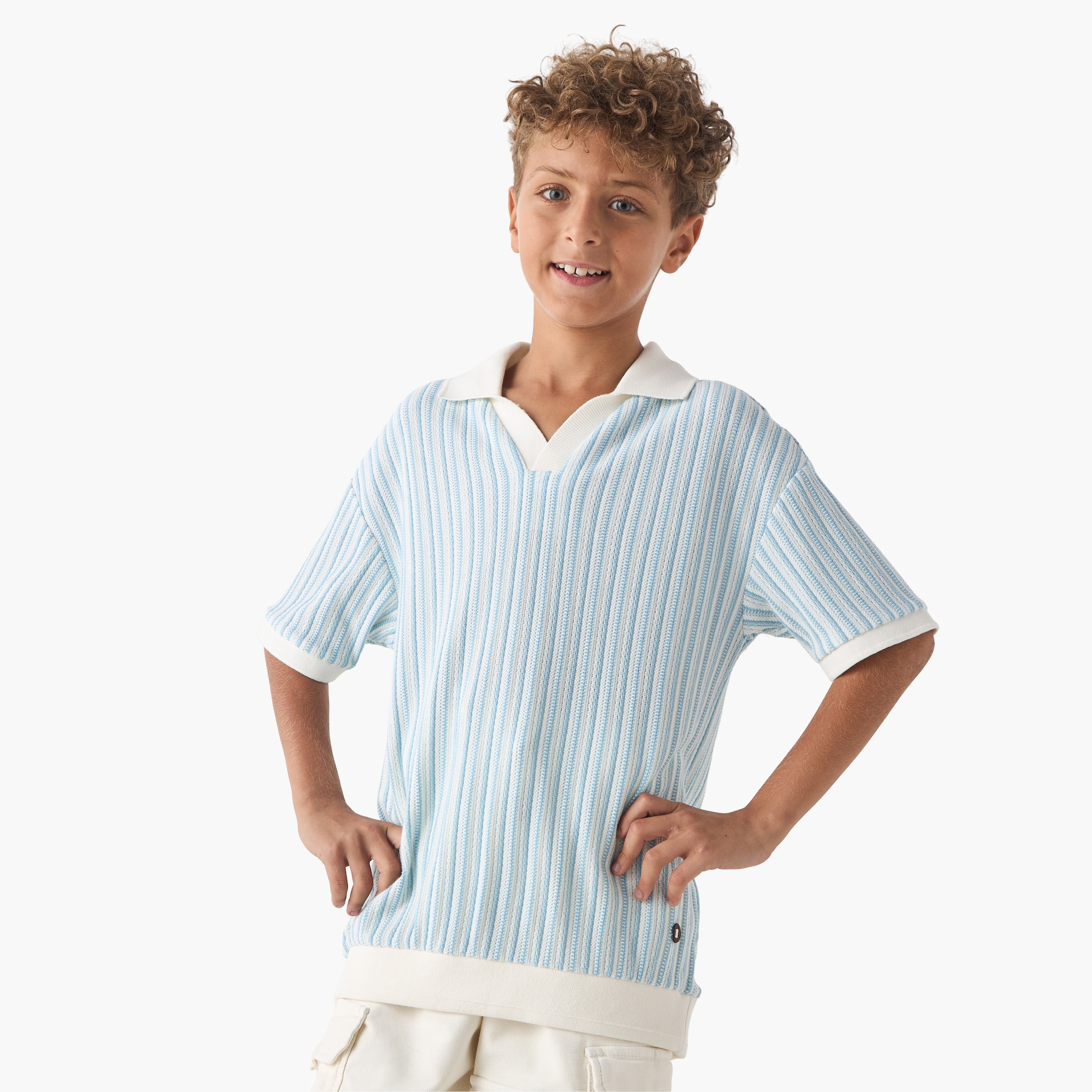 Eligo Textured Polo T-shirt with Short Sleeves-boys-clothing-tshirtsandpolos-image-1