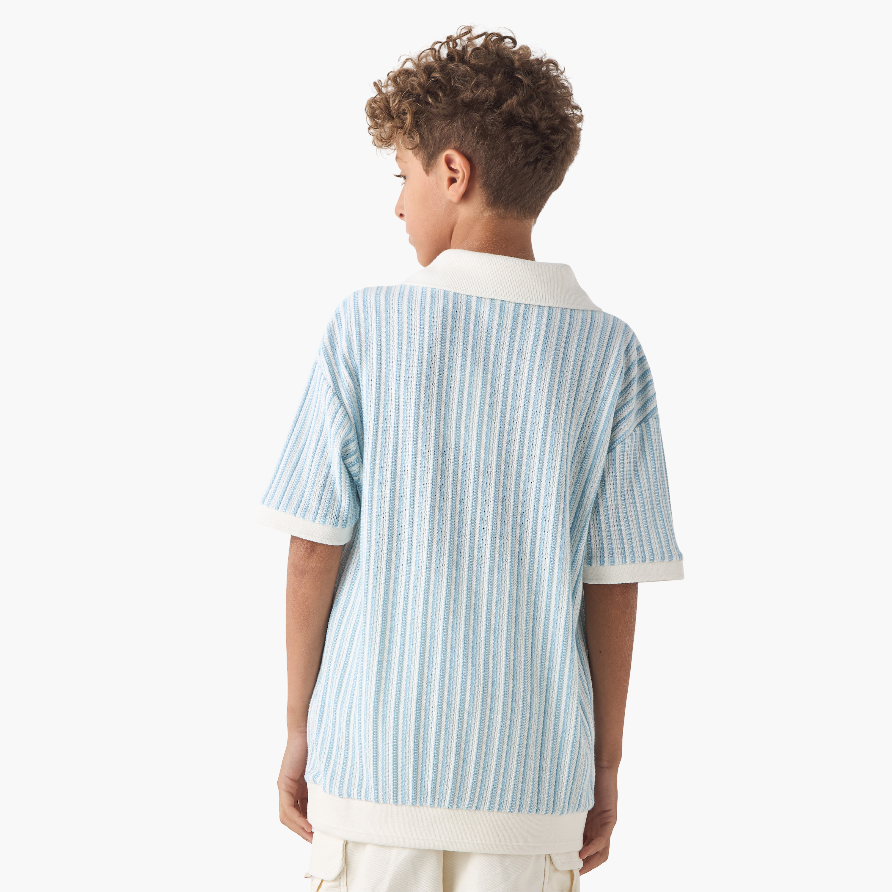 Eligo Textured Polo T-shirt with Short Sleeves-boys-clothing-tshirtsandpolos-image-3