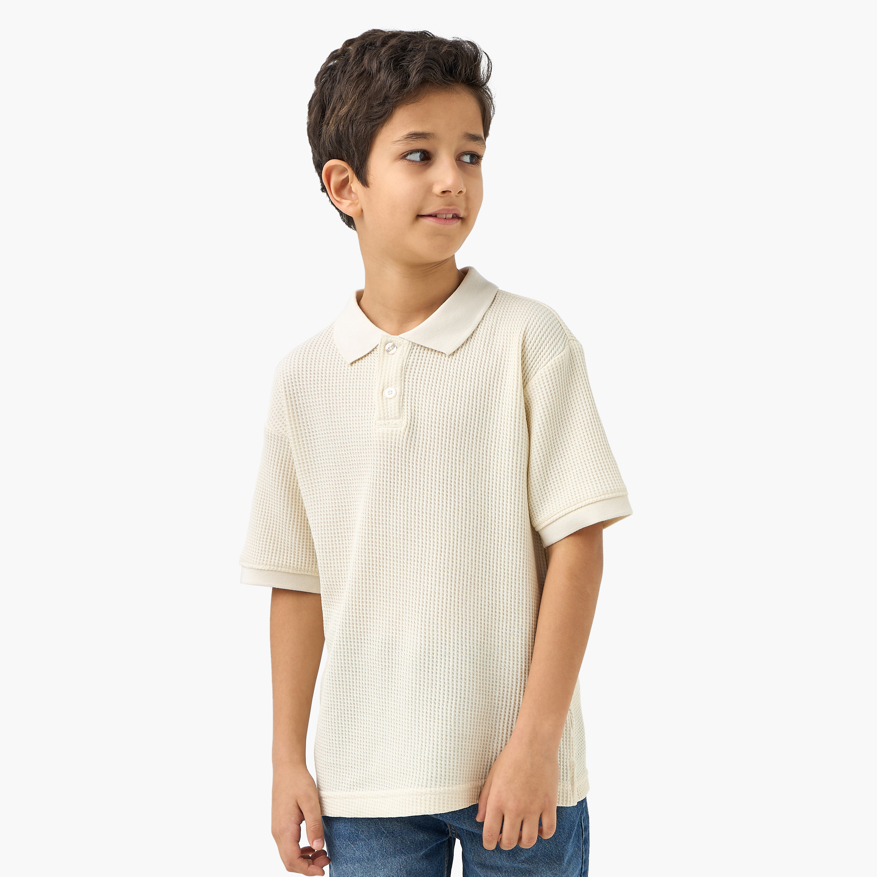 تيشيرت بولو من إليغو بارز الملمس بأكمام قصيرة-boys-clothing-tshirtsandpolos-image-1