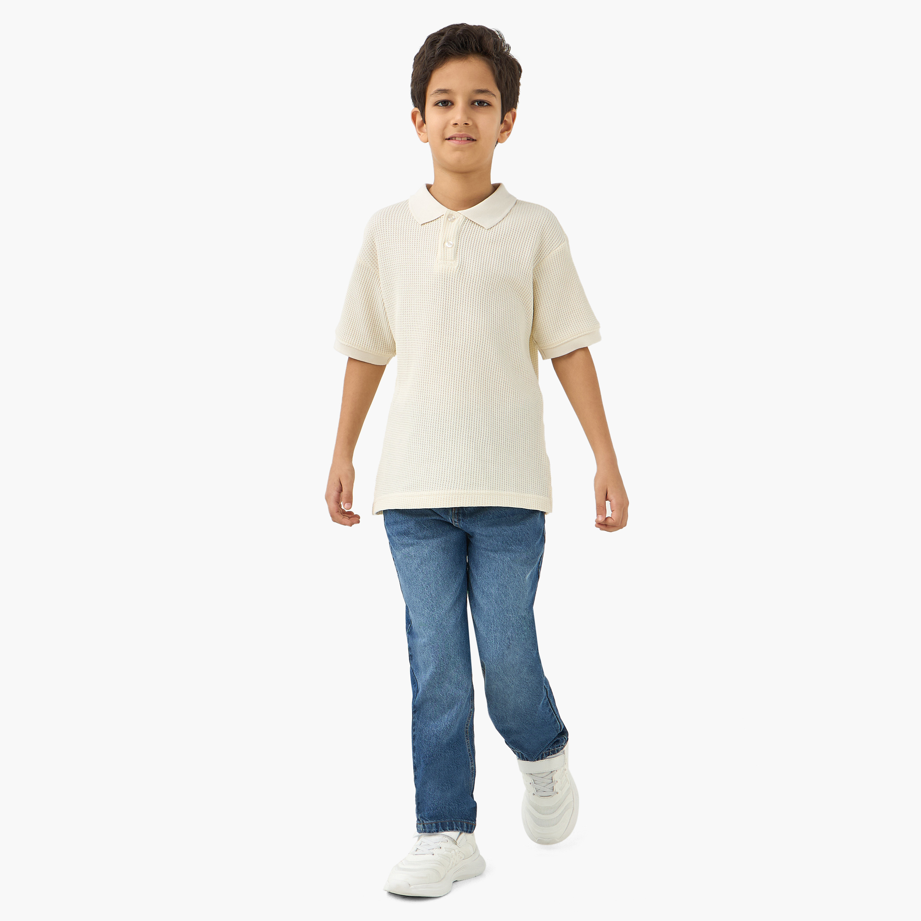 تيشيرت بولو من إليغو بارز الملمس بأكمام قصيرة-boys-clothing-tshirtsandpolos-image-2