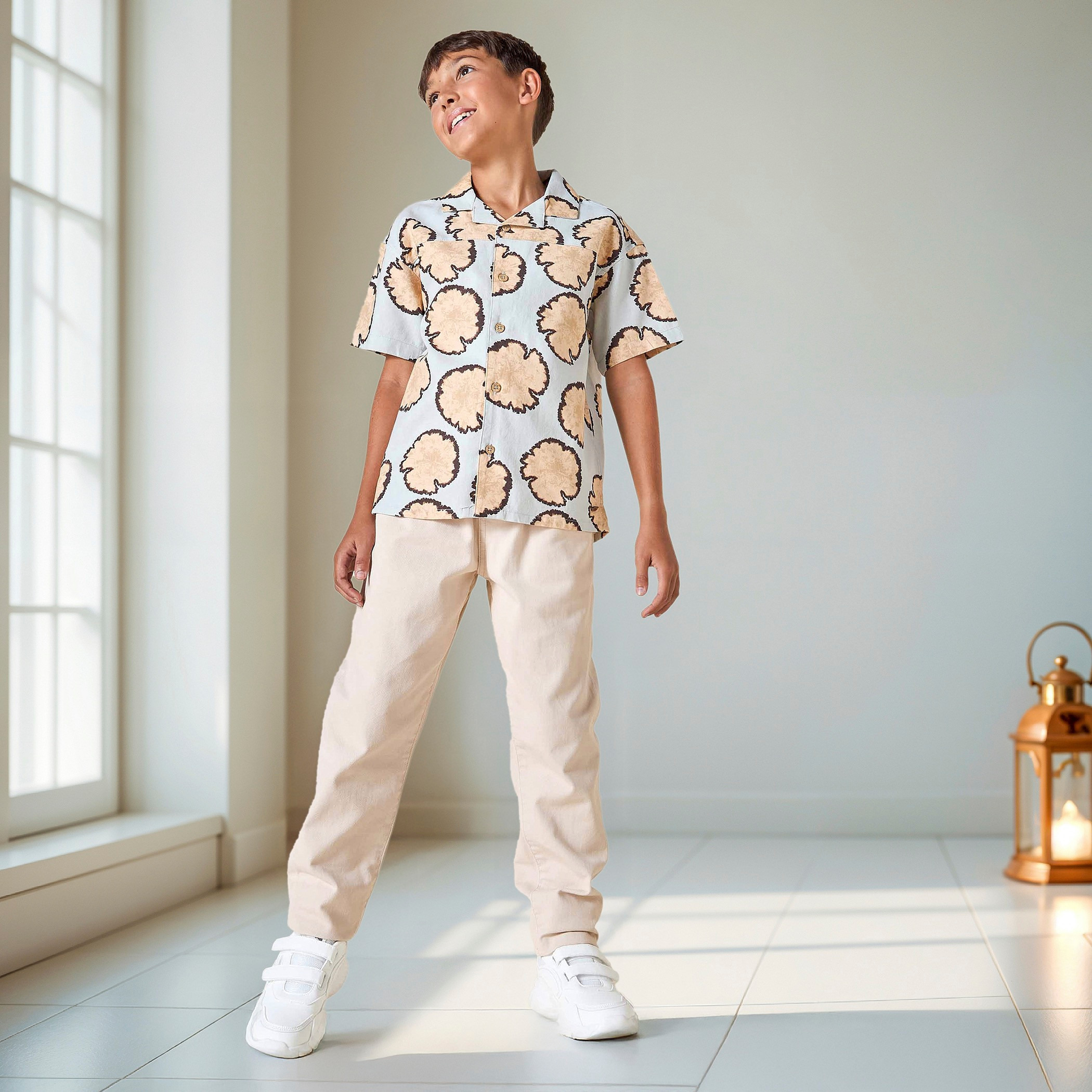Eligo Printed Shirt with Short Sleeves and Camp Collar-boys-clothing-shirts-image-2