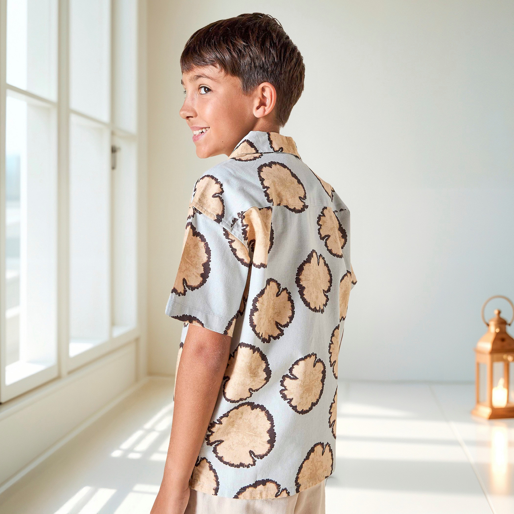 Eligo Printed Shirt with Short Sleeves and Camp Collar-boys-clothing-shirts-image-3