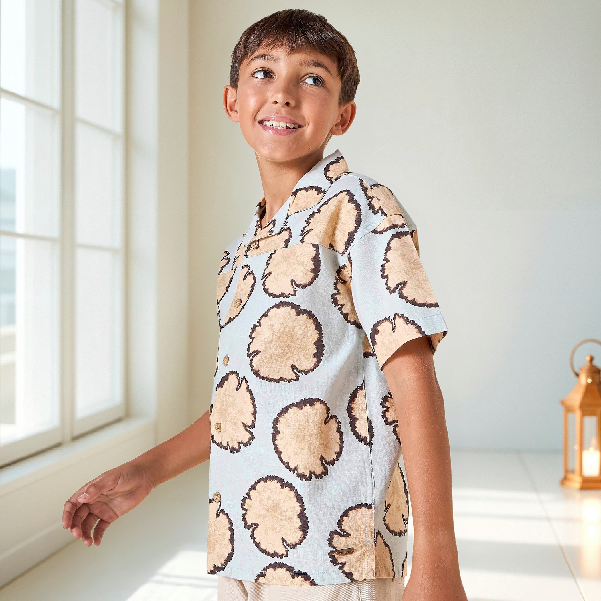 Eligo Printed Shirt with Short Sleeves and Camp Collar-boys-clothing-shirts-image-6