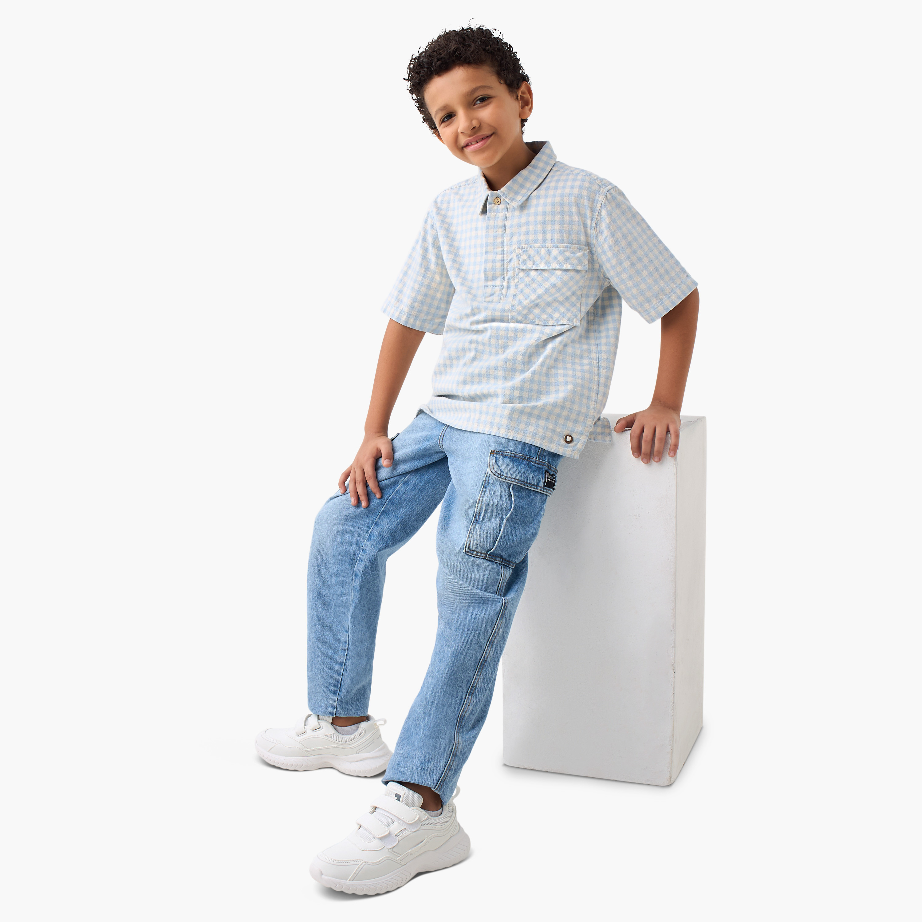 قميص كاروهات بأكمام قصيرة وجيب على الصدر من إليجو-boys-clothing-shirts-image-2