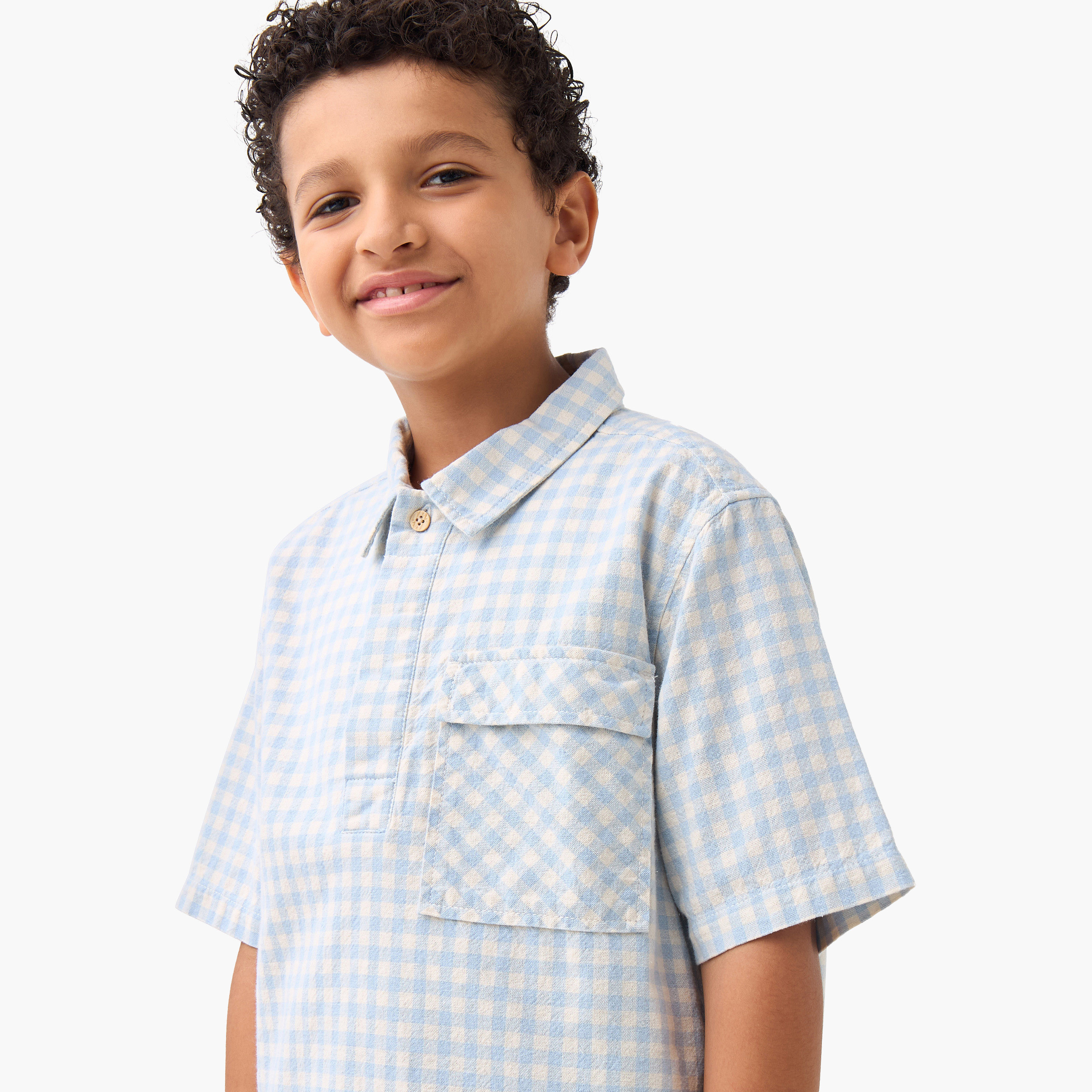 قميص كاروهات بأكمام قصيرة وجيب على الصدر من إليجو-boys-clothing-shirts-image-4