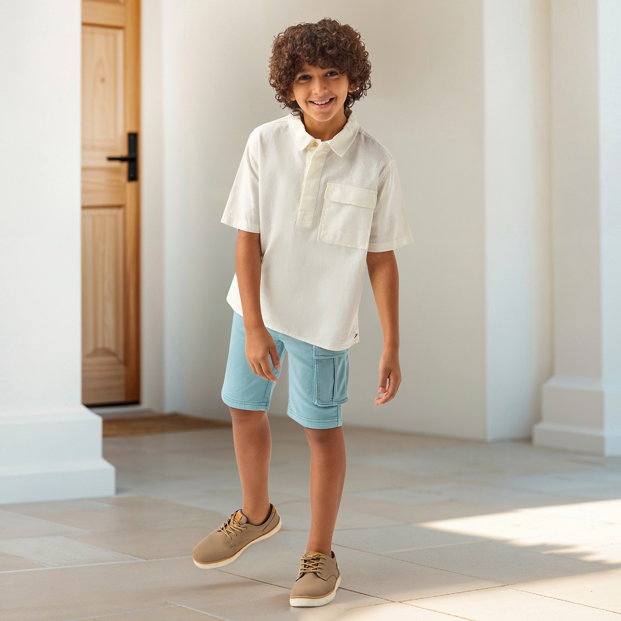 Eligo Solid Shirt with Button Closure and Short Sleeves-boys-clothing-shirts-image-3