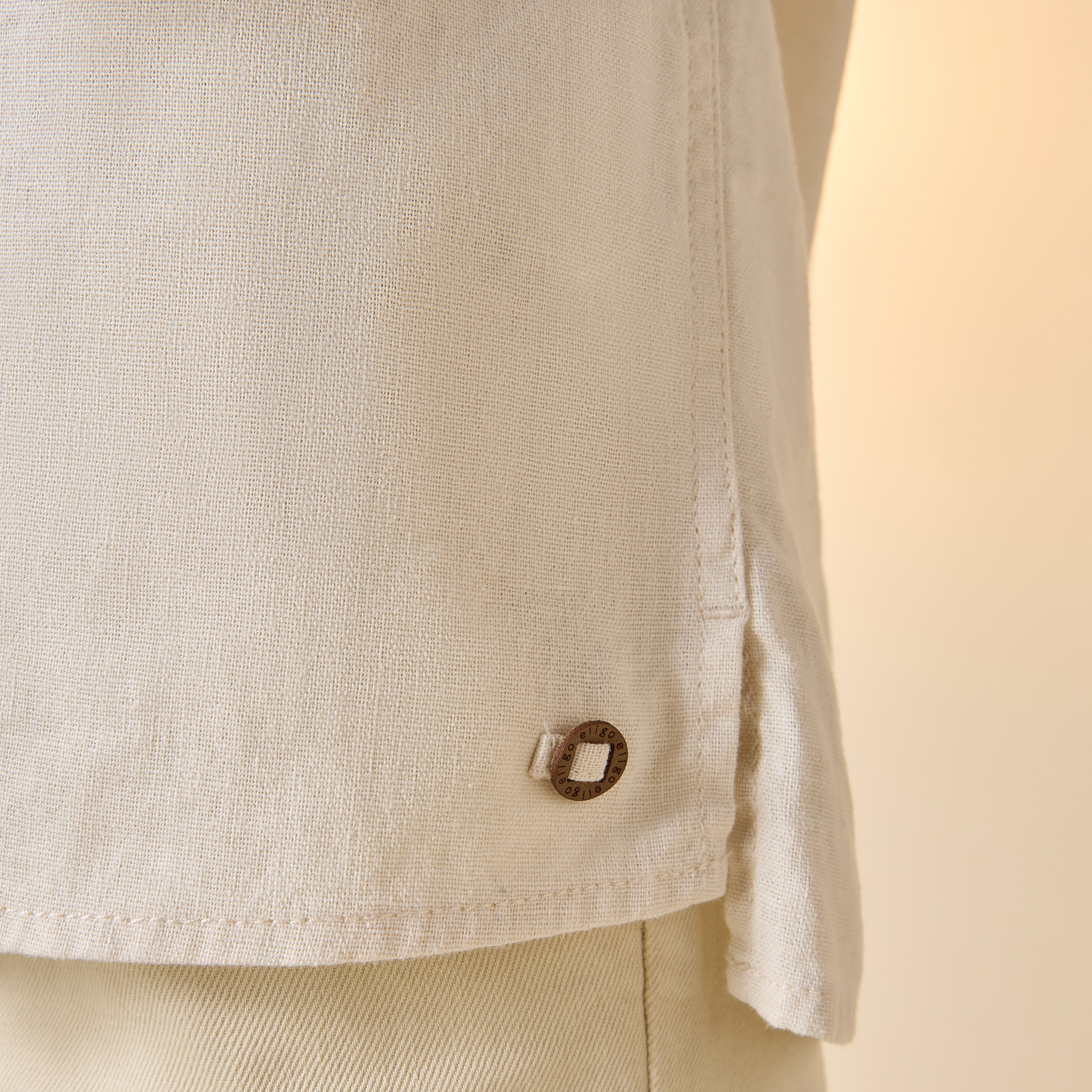 قميص كتان سادة بأزرار إغلاق وأكمام قصيرة-boys-clothing-shirts-image-2