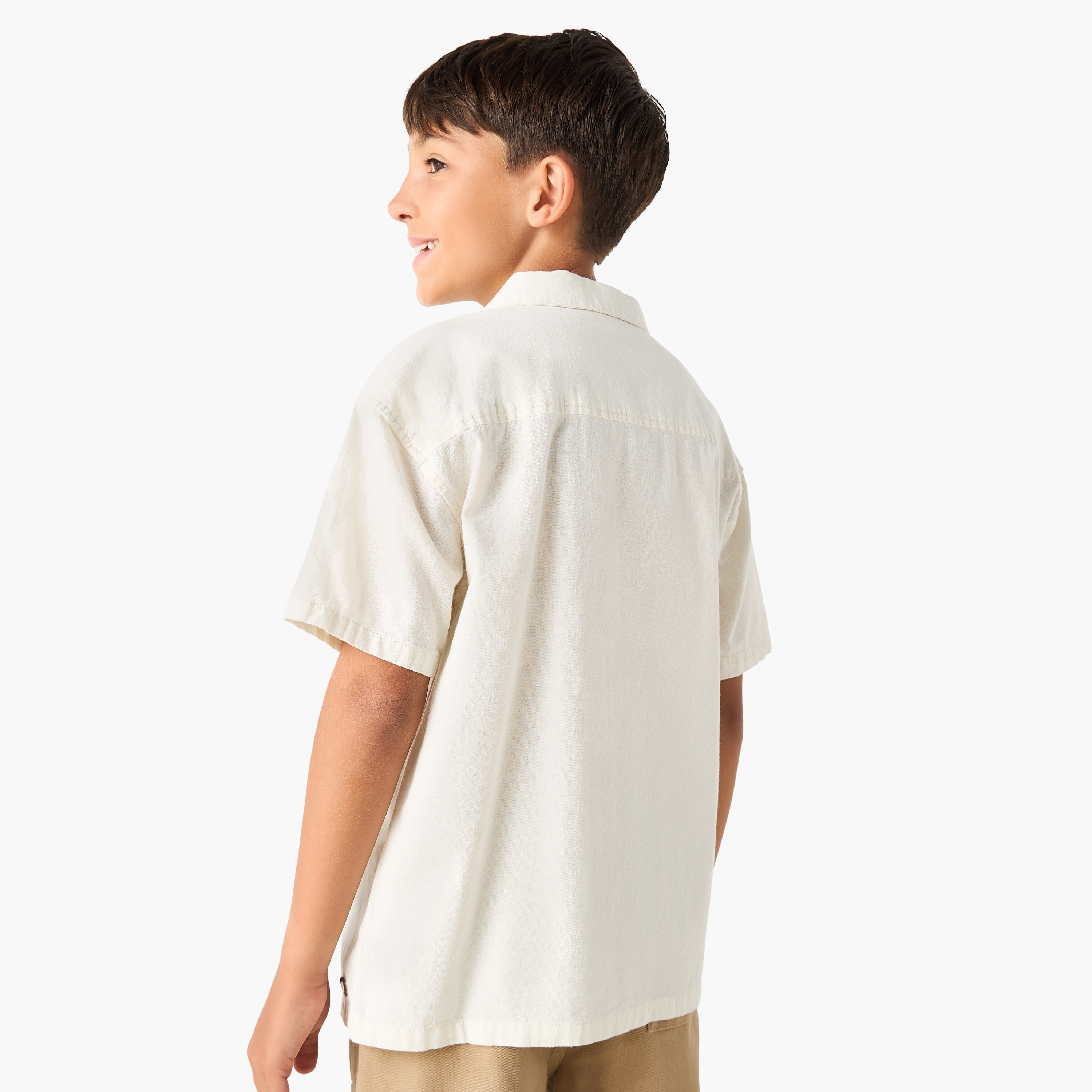 Eligo Embroidered Shirt with Camp Collar and Short Sleeves-boys-clothing-shirts-image-3
