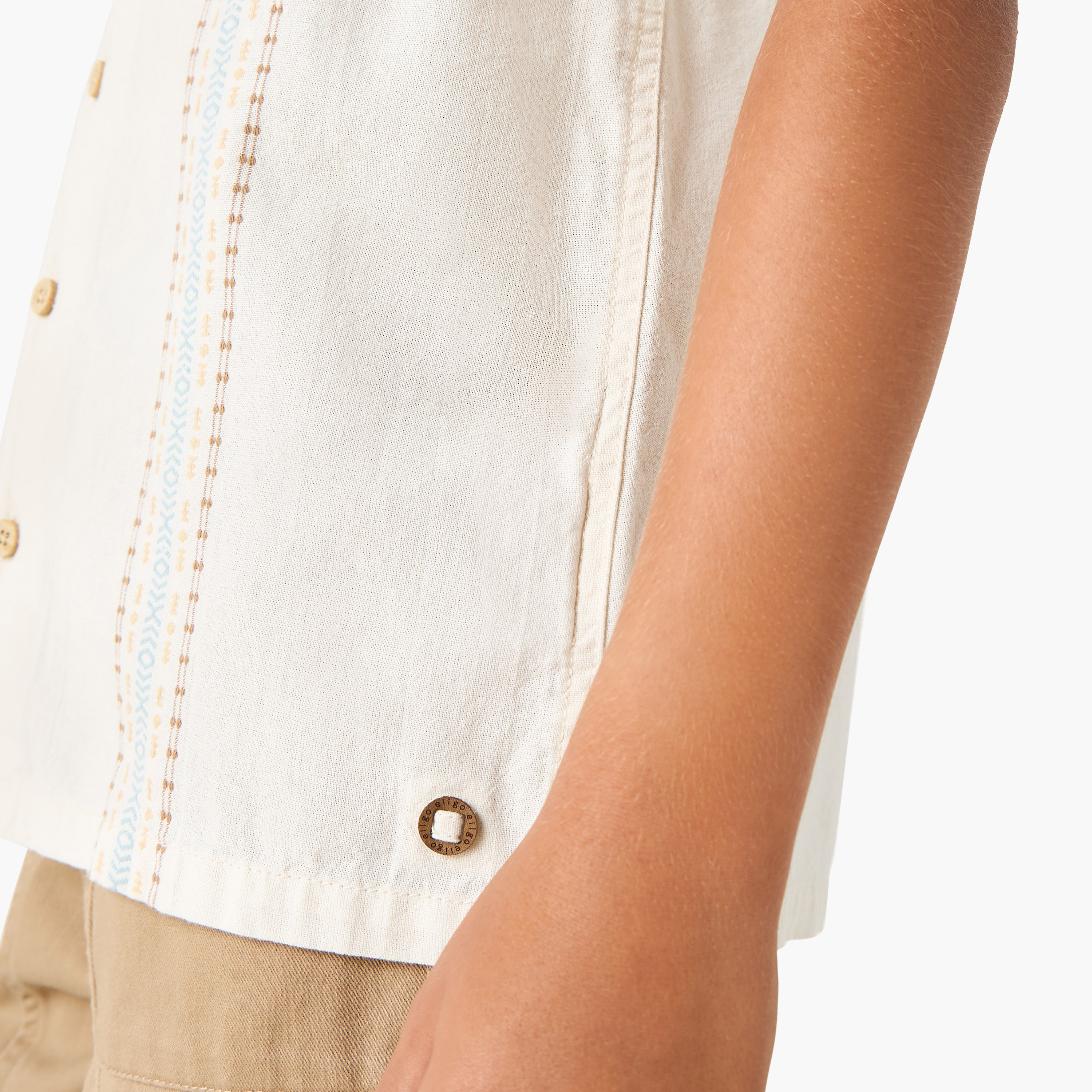 Eligo Embroidered Shirt with Camp Collar and Short Sleeves-boys-clothing-shirts-image-4