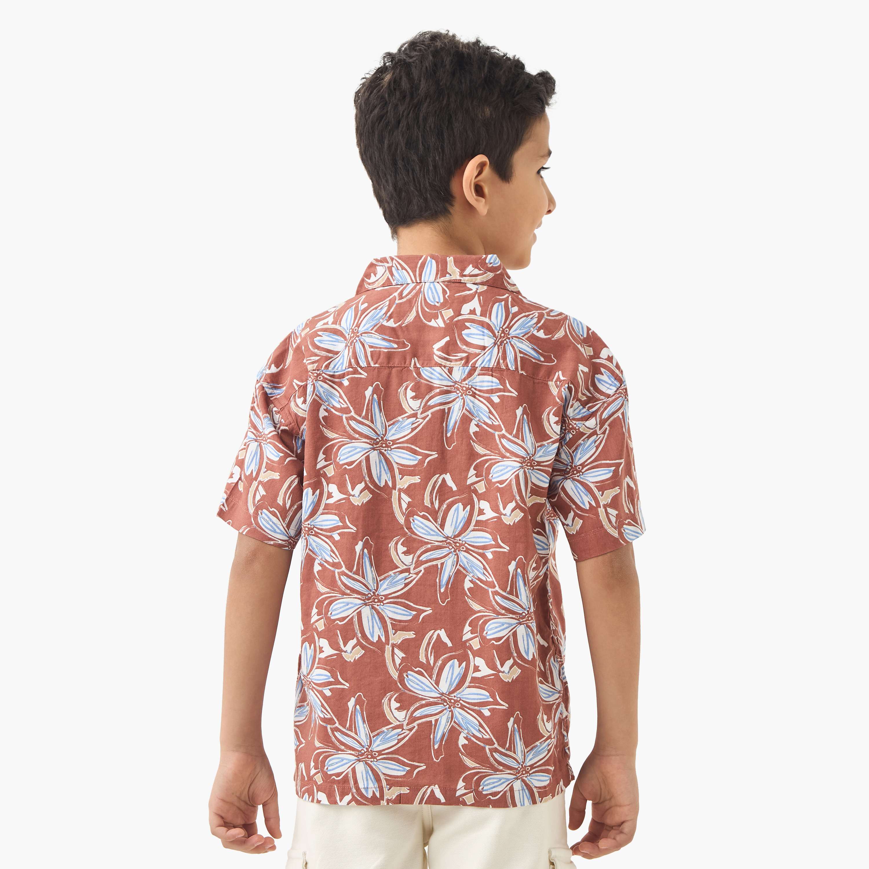 Eligo Floral Print Shirt with Short Sleeves-boys-clothing-shirts-image-3