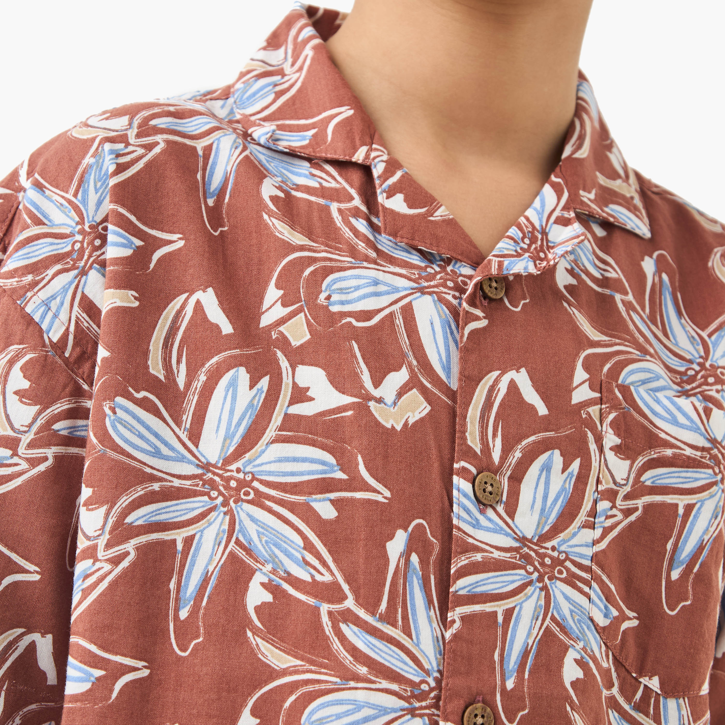 Eligo Floral Print Shirt with Short Sleeves-boys-clothing-shirts-image-4