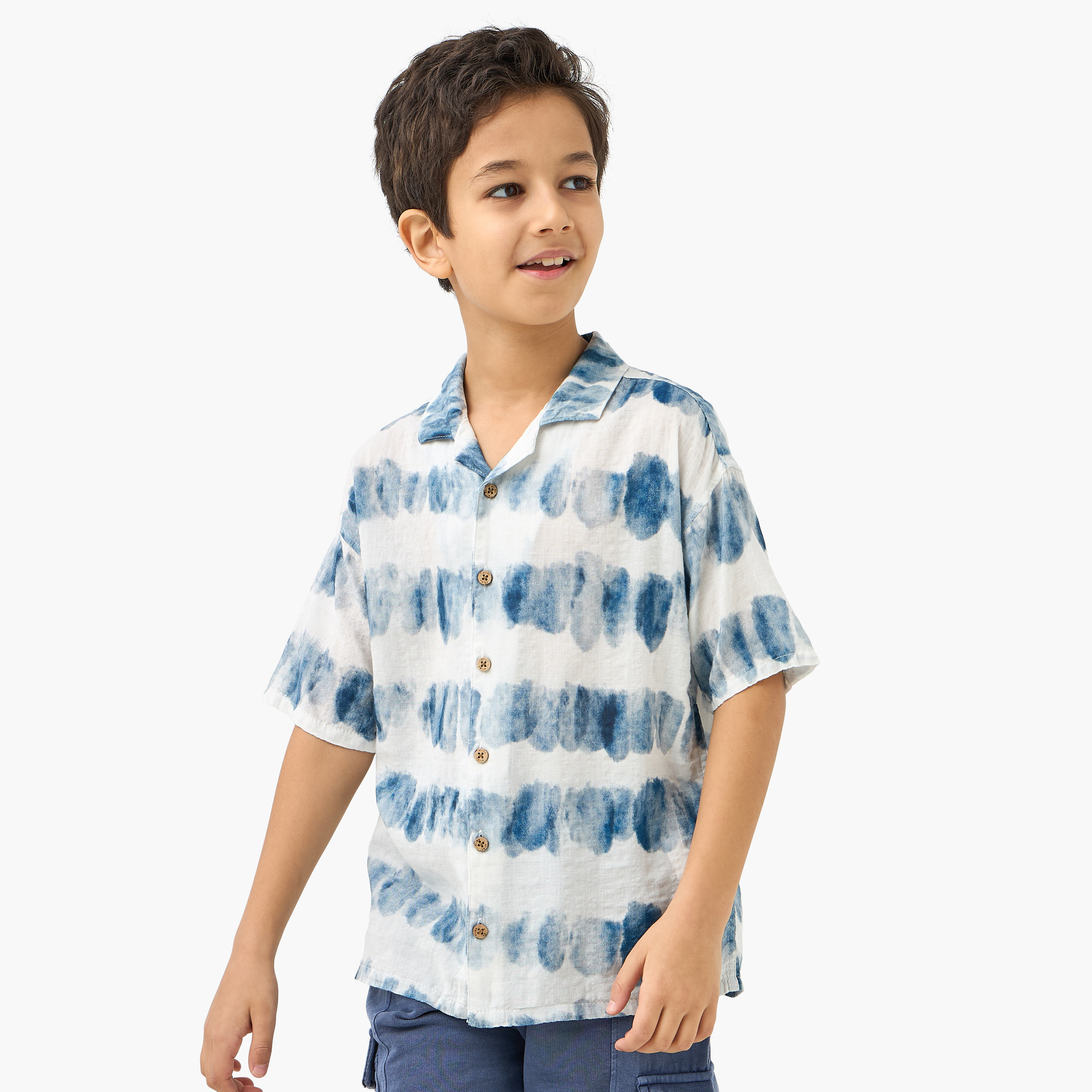 Eligo All-Over Print Camp Collar Shirt with Short Sleeves-boys-clothing-shirts-image-1