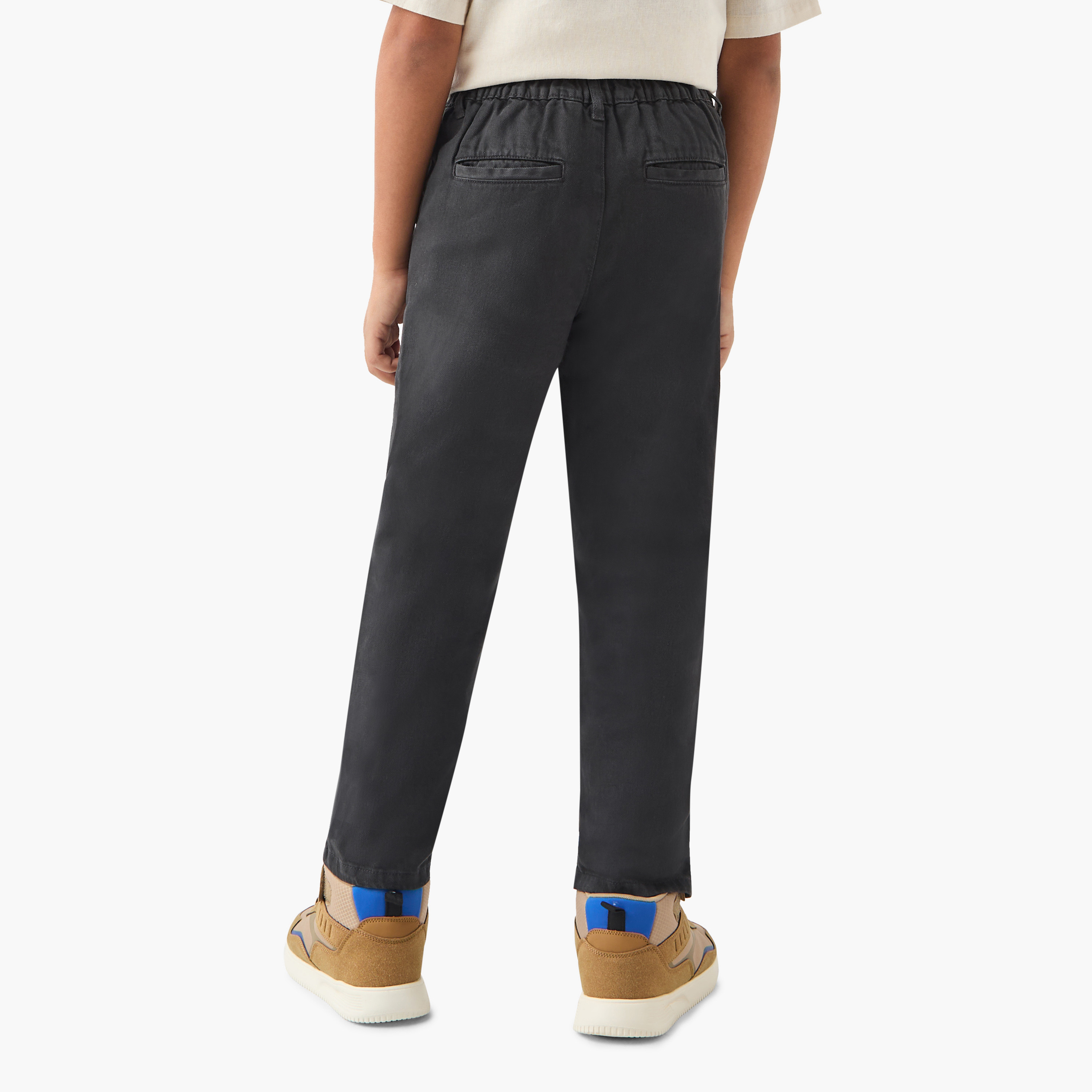 Eligo Solid Pants with Pockets and Button Closure-boys-clothing-bottoms-trousers-image-3