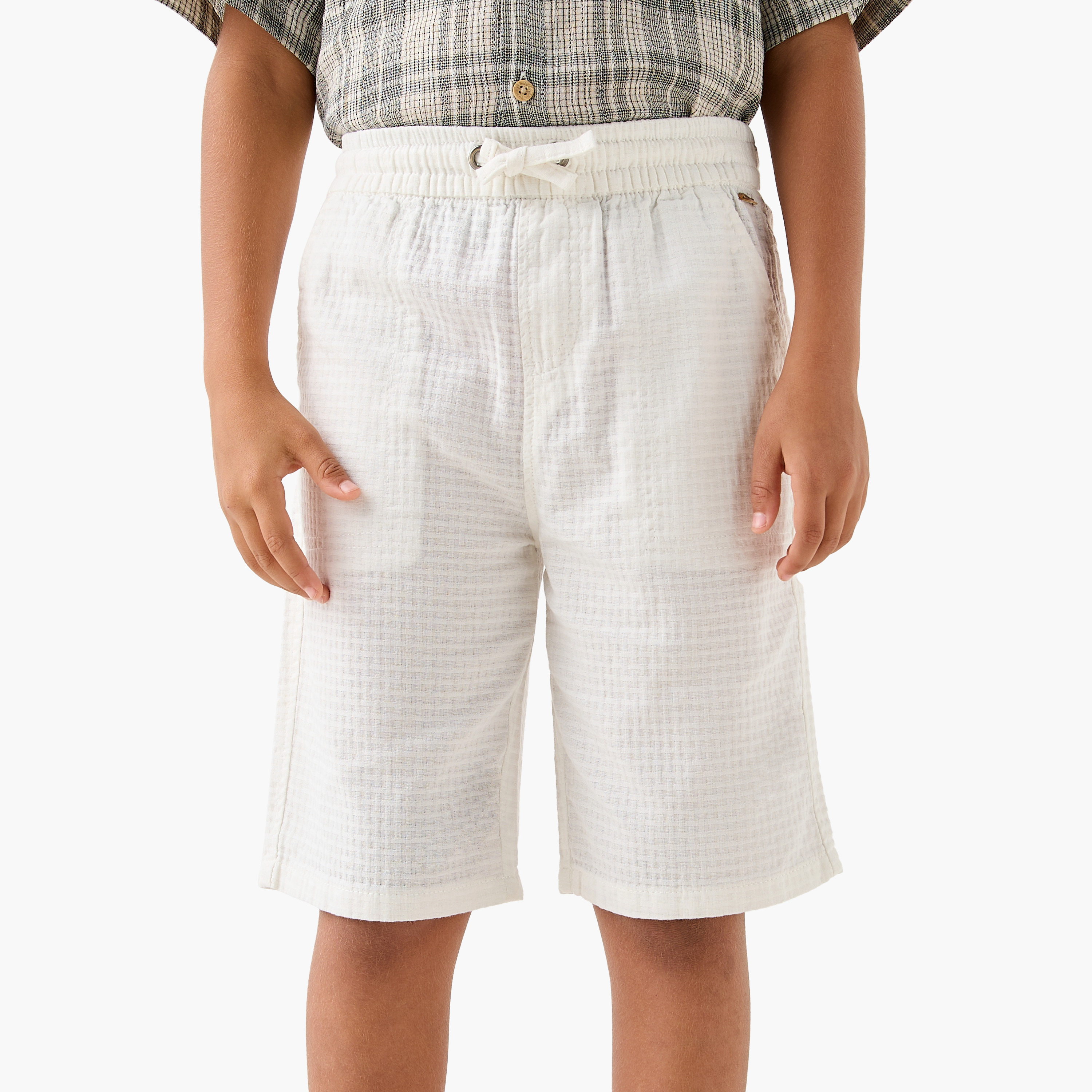 Eligo Textured Shorts with Drawstring Closure and Pockets-boys-clothing-bottoms-shorts-image-1