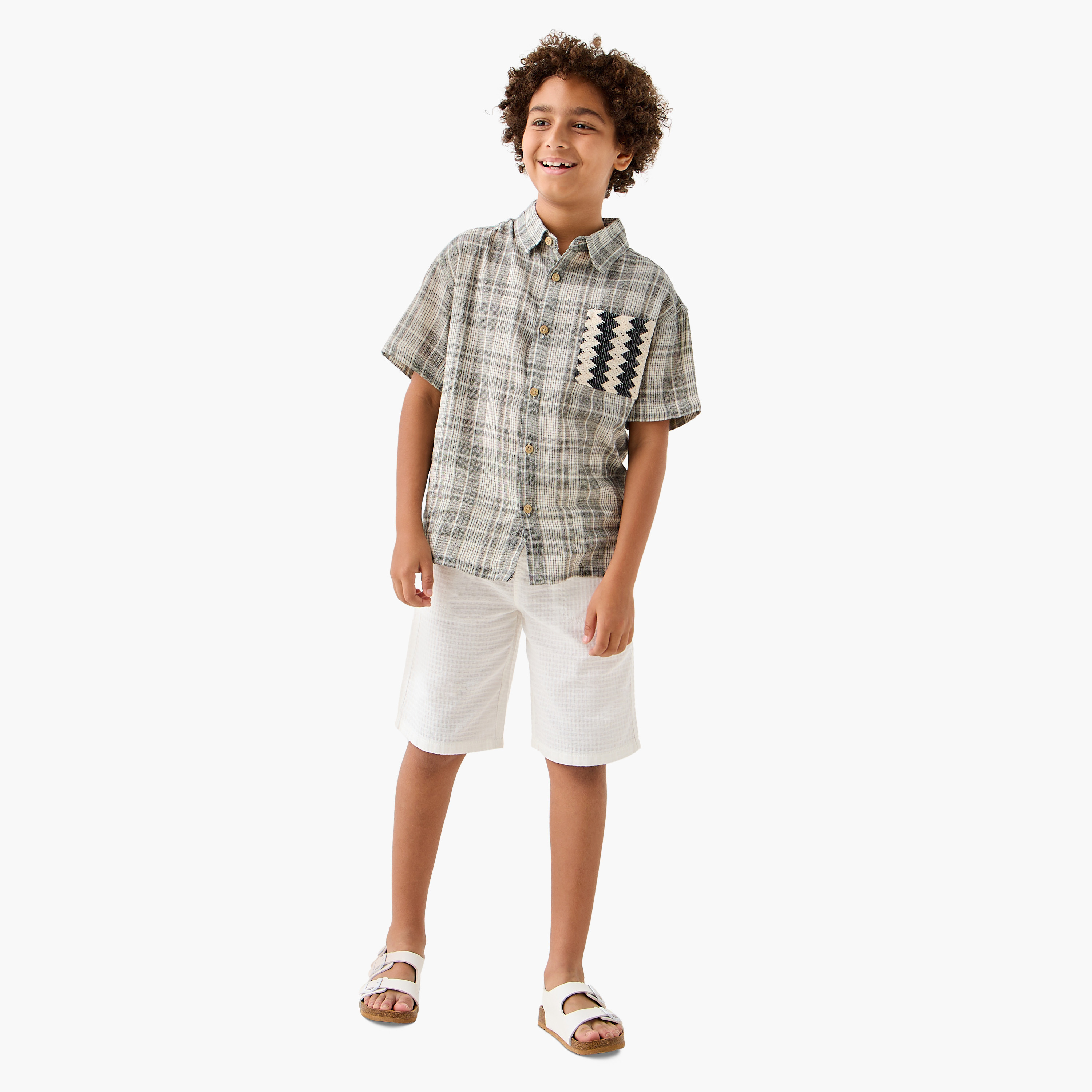 Eligo Textured Shorts with Drawstring Closure and Pockets-boys-clothing-bottoms-shorts-image-2