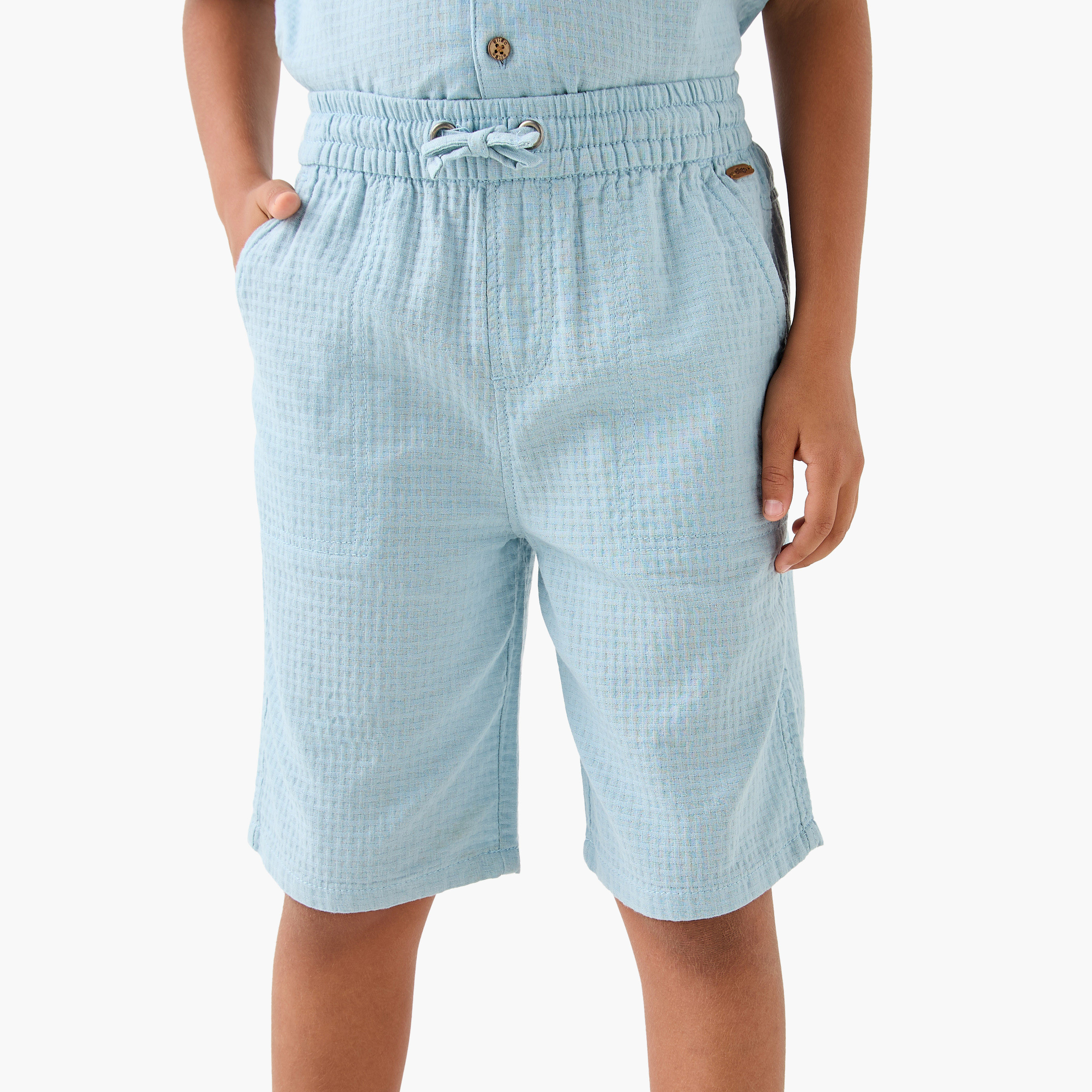 Eligo Textured Shorts with Drawstring Closure and Pockets-boys-clothing-bottoms-shorts-image-1