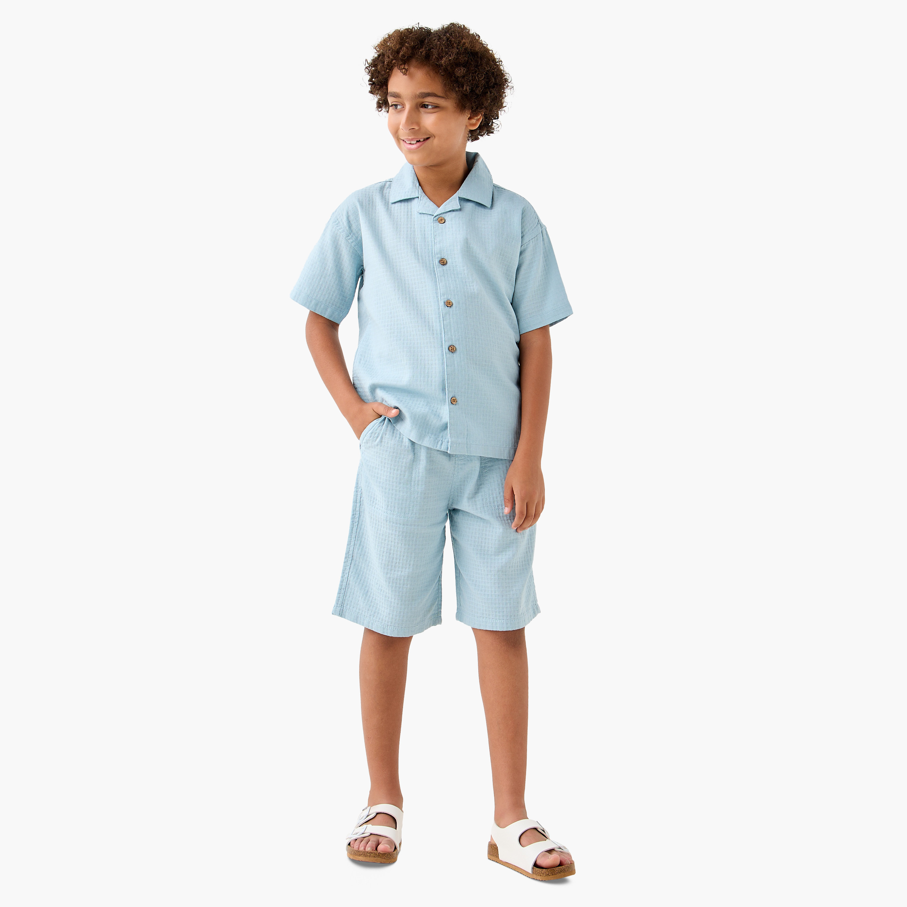 Eligo Textured Shorts with Drawstring Closure and Pockets-boys-clothing-bottoms-shorts-image-2