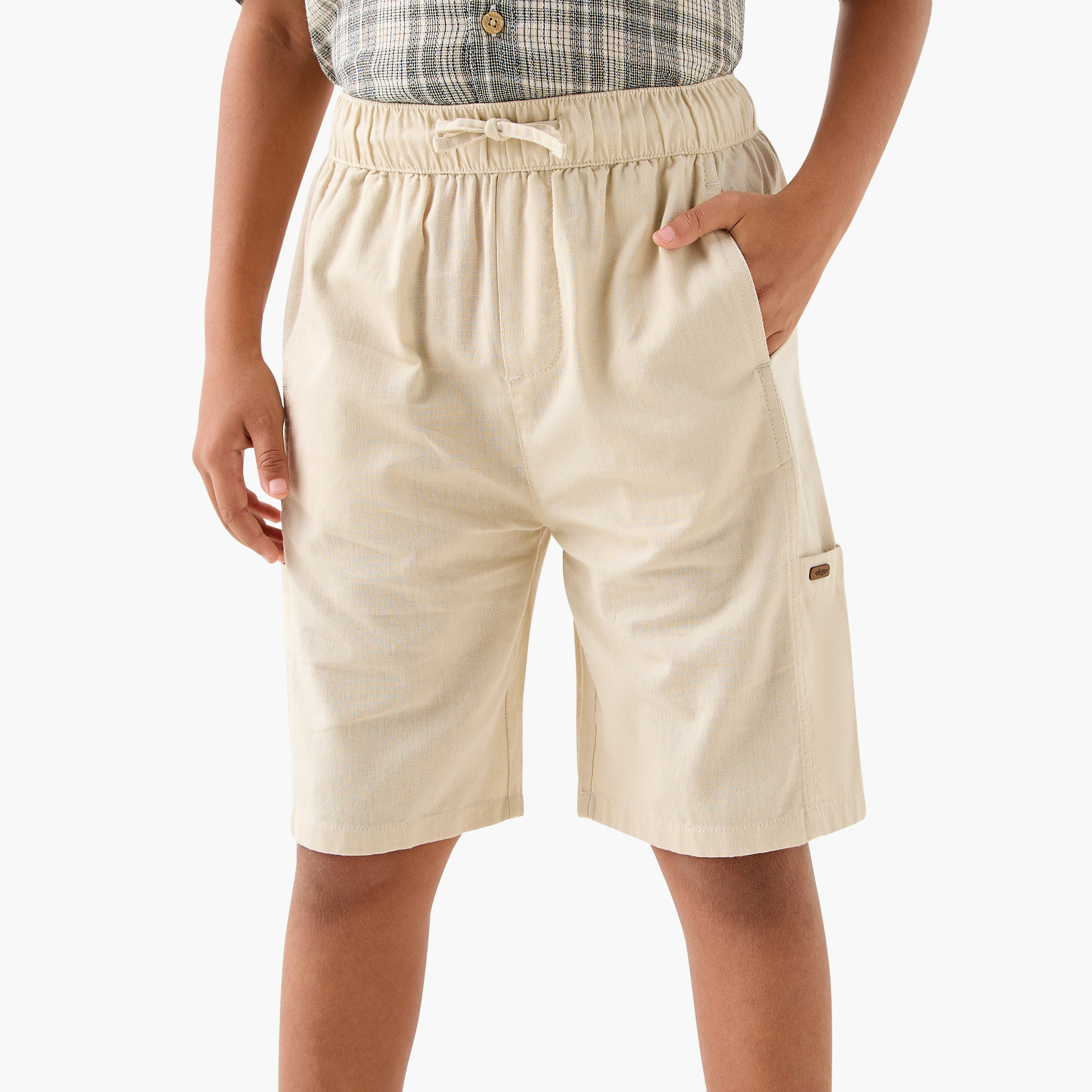 Eligo Solid Shorts with Elasticated Waistband and Pockets-boys-clothing-bottoms-shorts-image-1