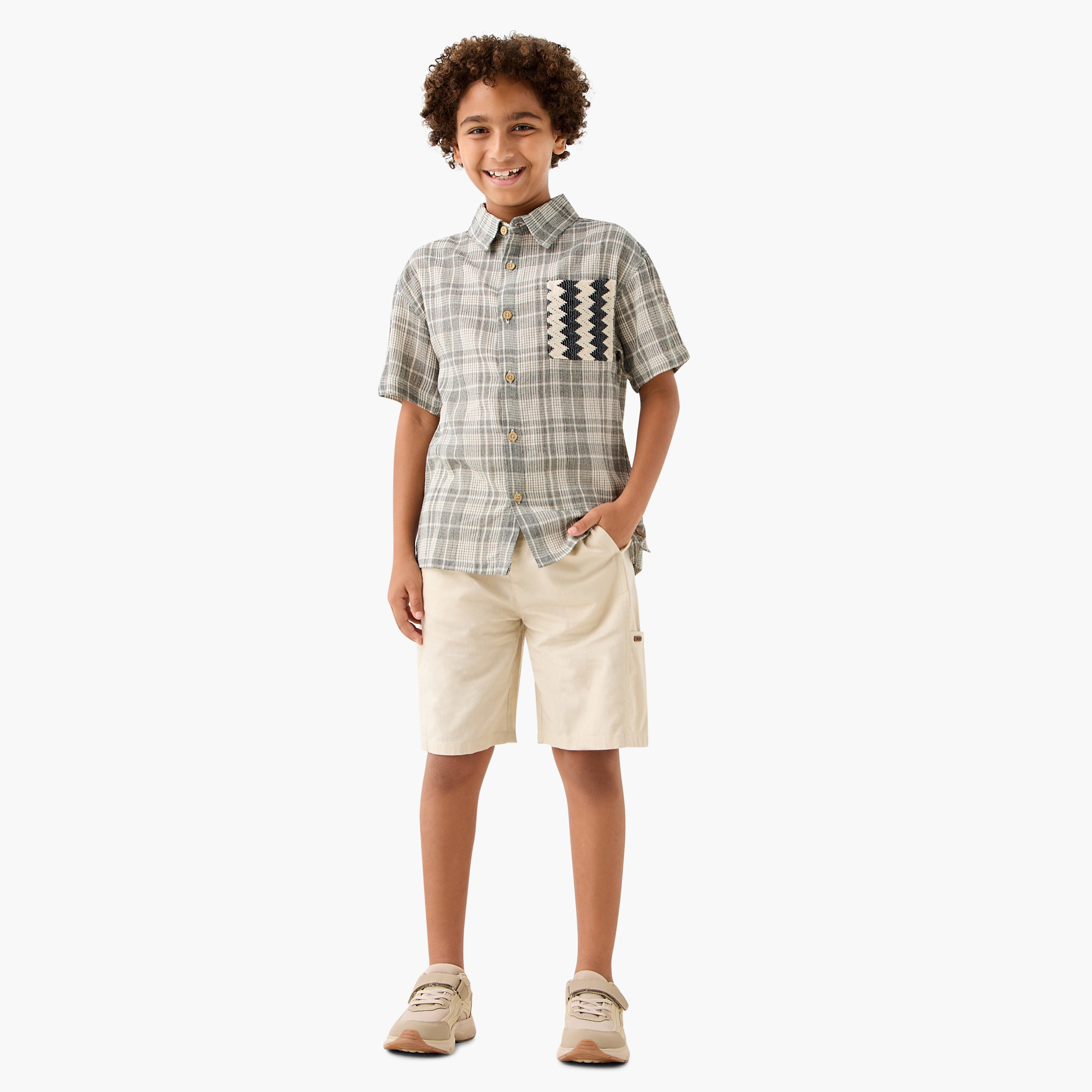 Eligo Solid Shorts with Elasticated Waistband and Pockets-boys-clothing-bottoms-shorts-image-2