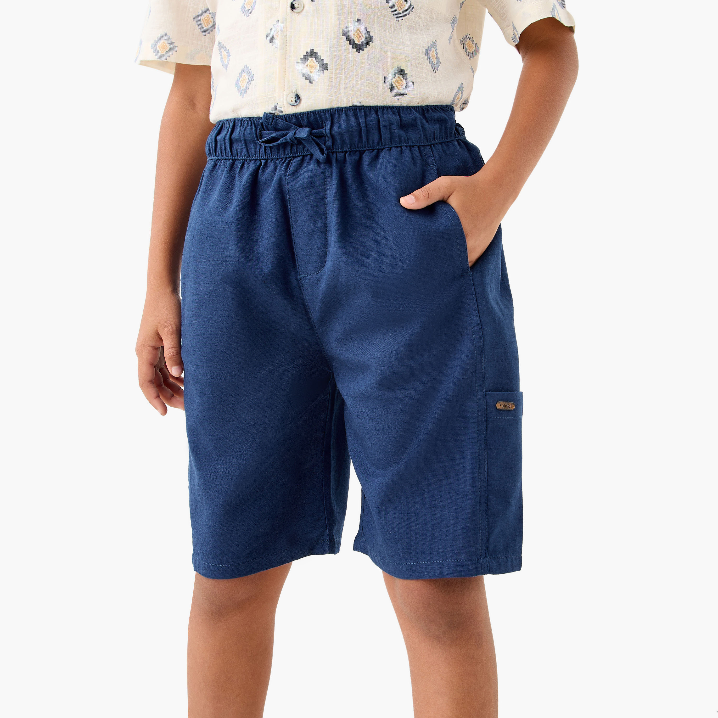 Eligo Solid Shorts with Elasticated Waistband and Pockets-boys-clothing-bottoms-shorts-image-1