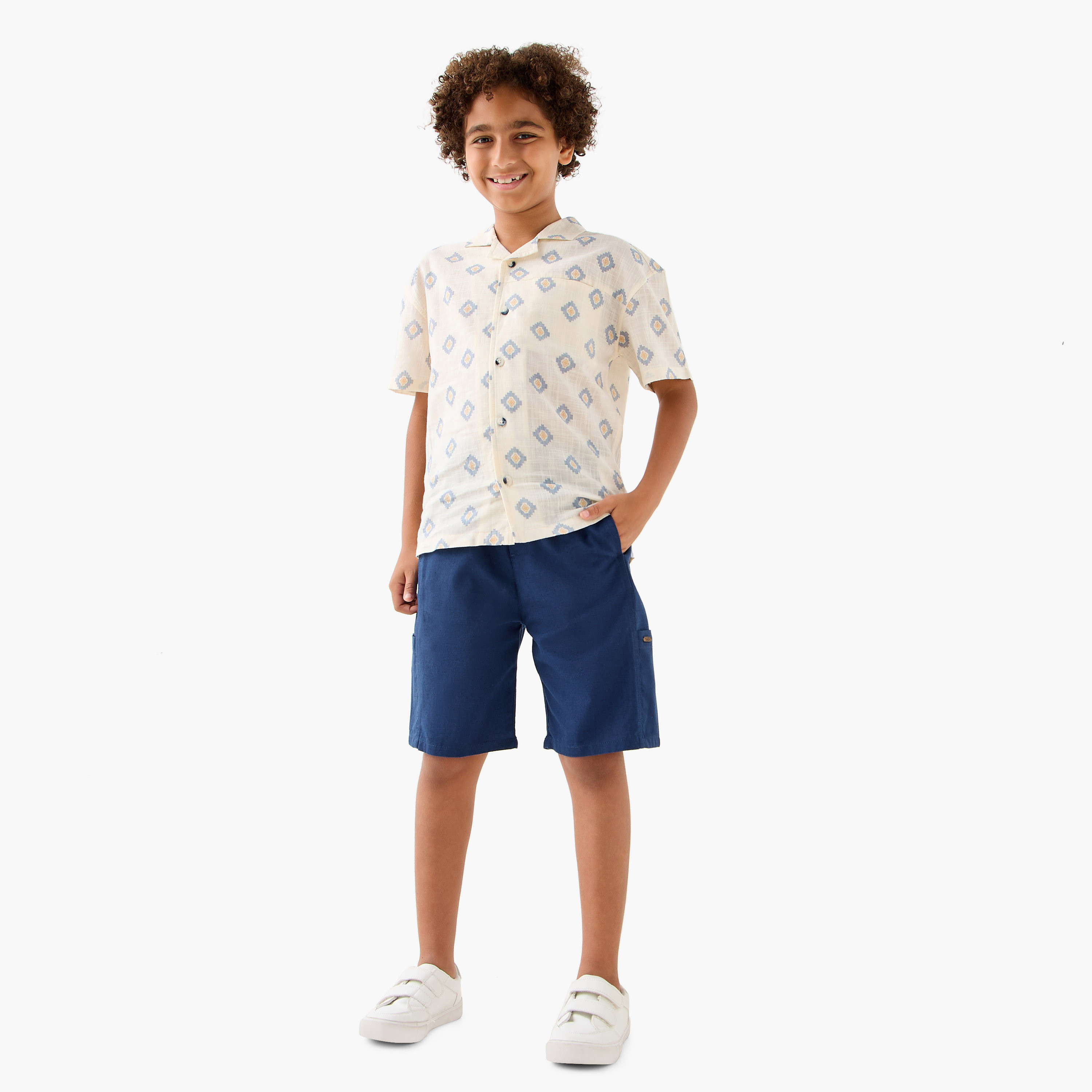 Eligo Solid Shorts with Elasticated Waistband and Pockets-boys-clothing-bottoms-shorts-image-2