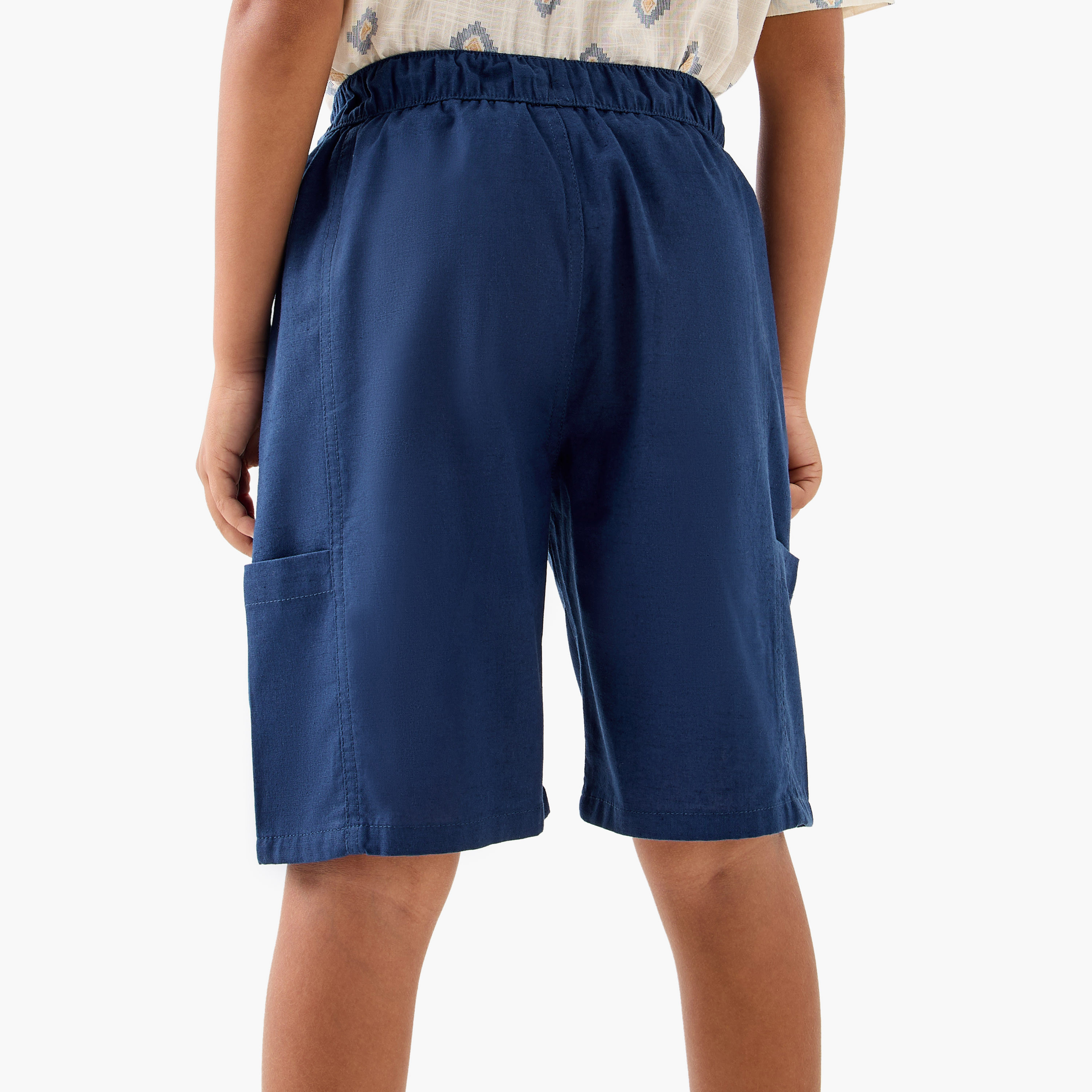 Eligo Solid Shorts with Elasticated Waistband and Pockets-boys-clothing-bottoms-shorts-image-3