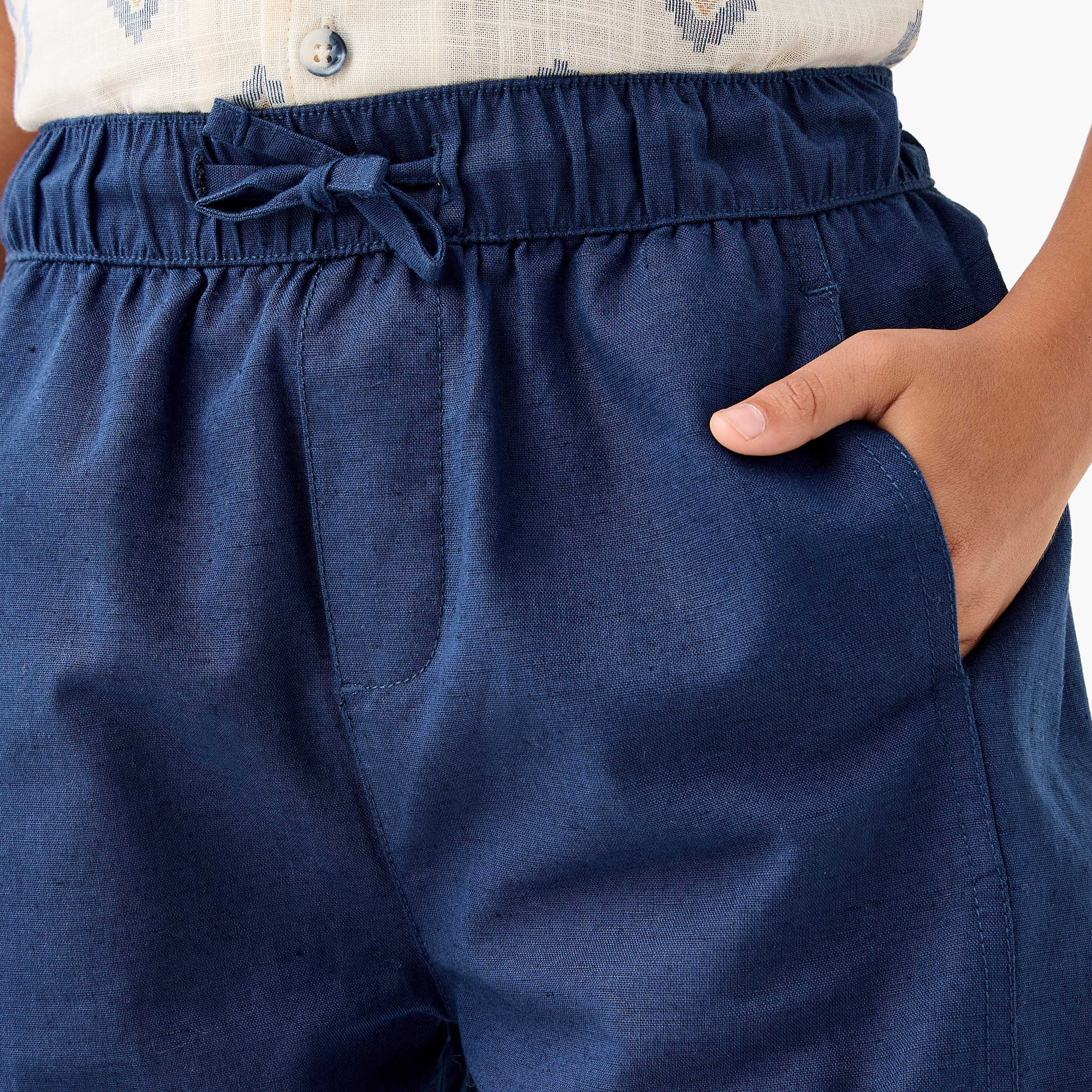 Eligo Solid Shorts with Elasticated Waistband and Pockets-boys-clothing-bottoms-shorts-image-4