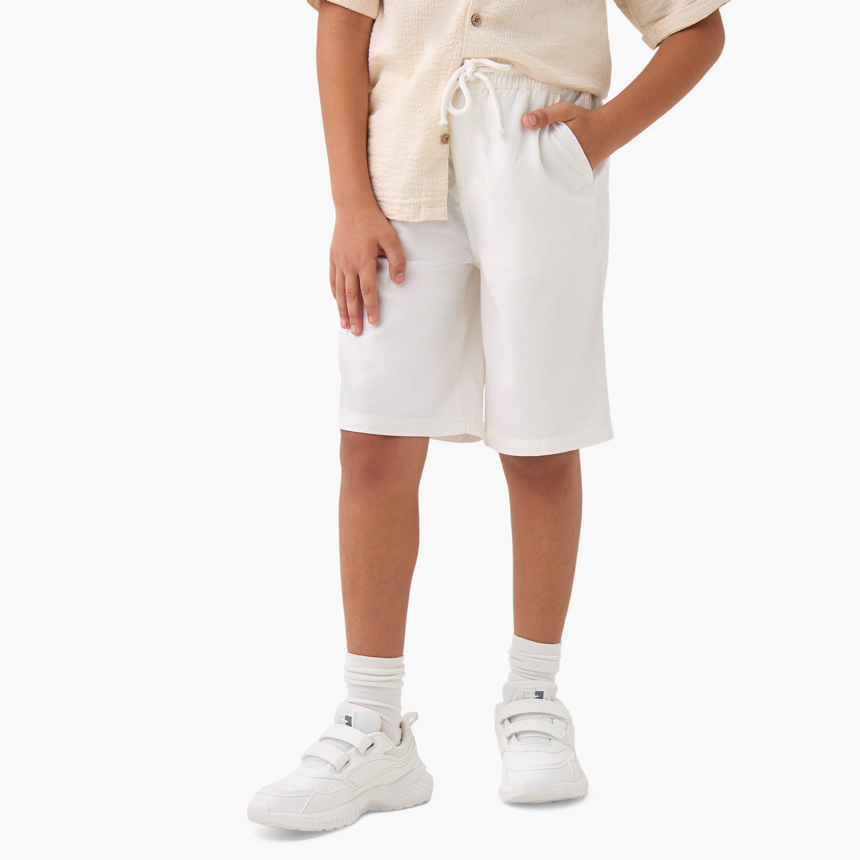 Eligo Textured Camp Collar Shirt with Chest Pocket and Elasticated Shorts-boys-clothing-setsandcoords-image-3