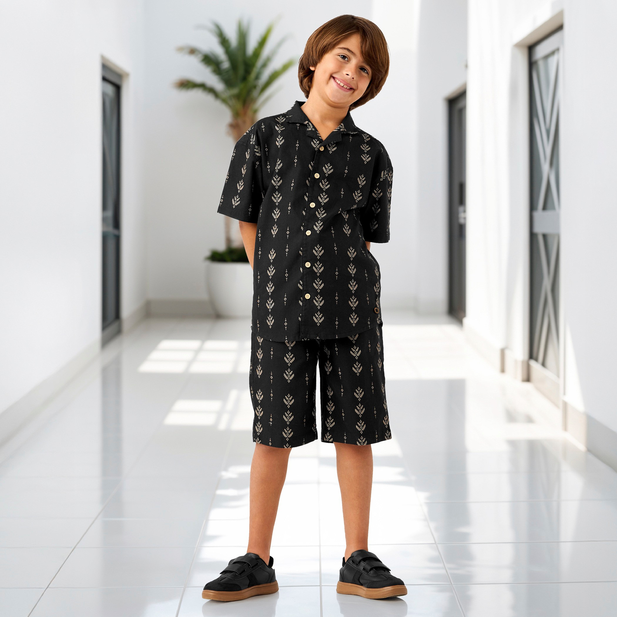 Eligo Printed Collared Shirt and Shorts Set-boys-clothing-setsandcoords-image-1