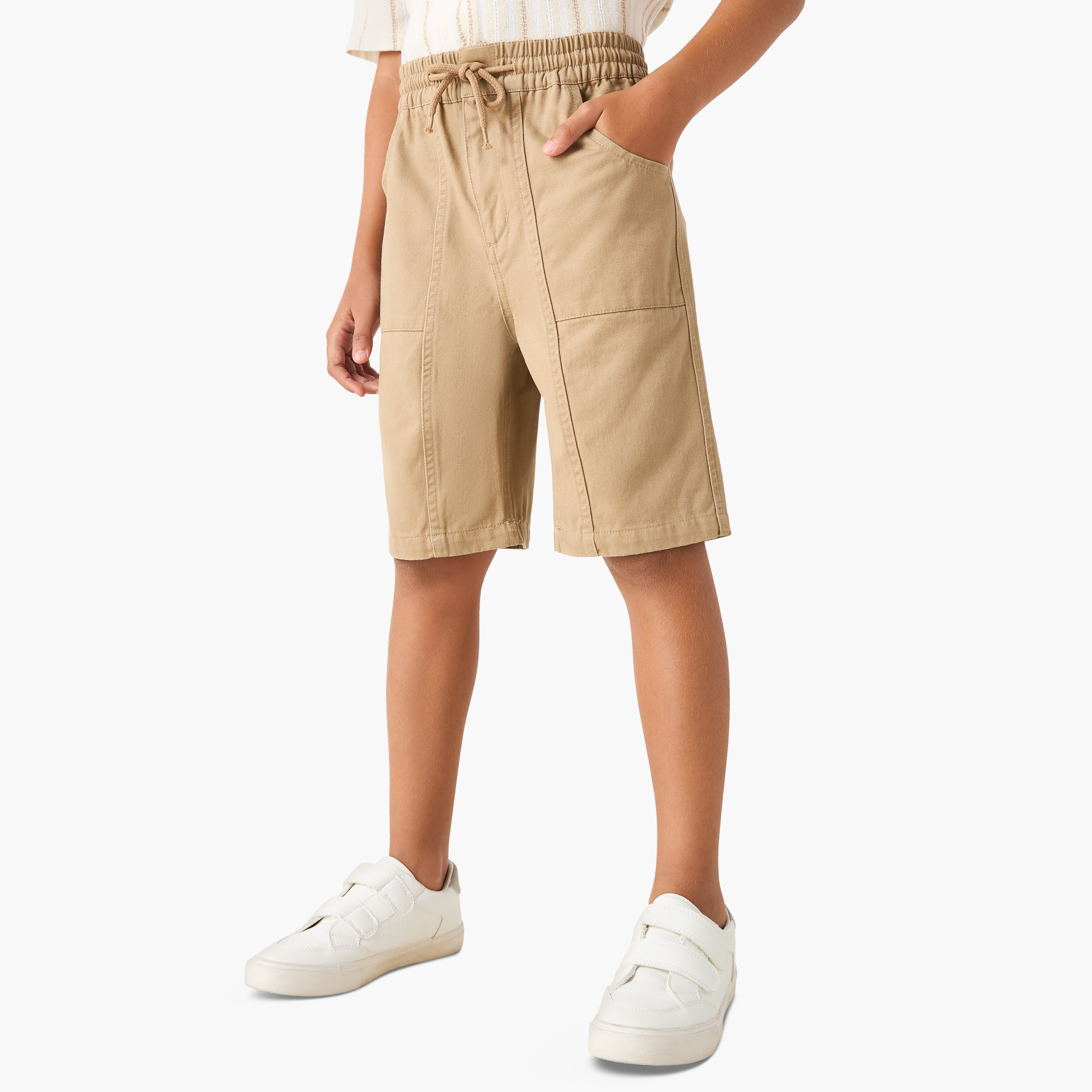 طقم شورت وقميص مخطط بياقة كامب-boys-clothing-setsandcoords-image-3