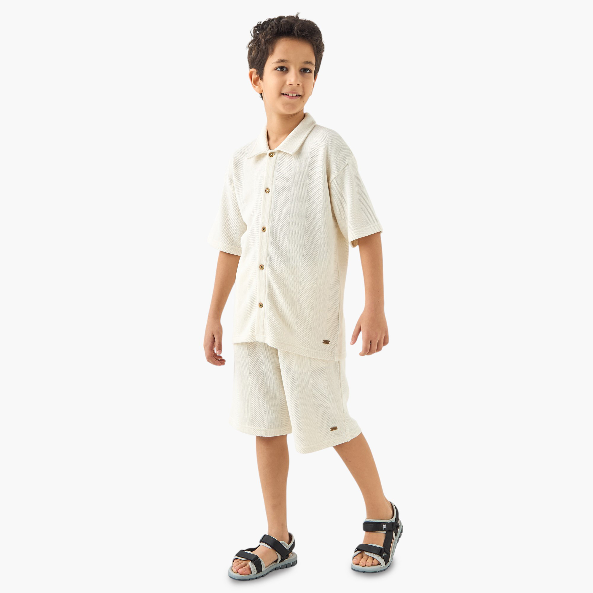EligoTextured Shirt and Shorts Set-boys-clothing-setsandcoords-image-1